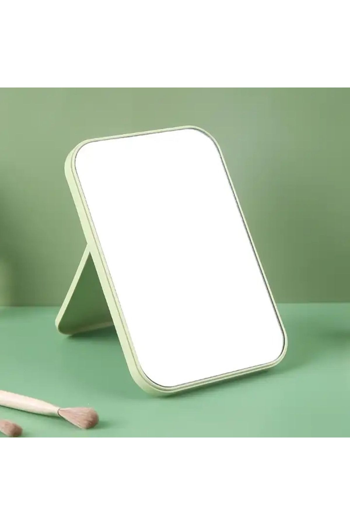 gaman Yeşil Makyaj Aynası Çanta Boy Masa El Aynası Masa Aynası Makyaj Aynası Asılabilir 14,8 Cm X 10 Cm