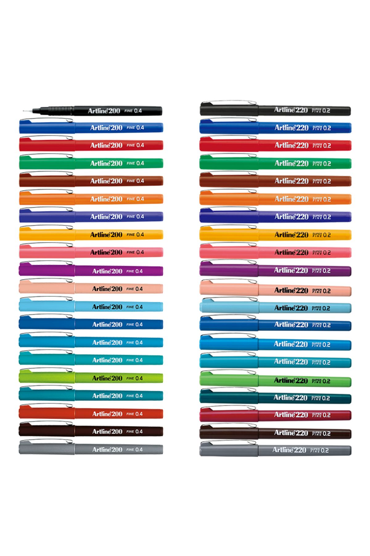 artline 20 Renk 200 Fineliner 0,4mm & 20 Renk 220 Fineliner 0,2mm Yazı ve Çizim Kalem Seti 40lı