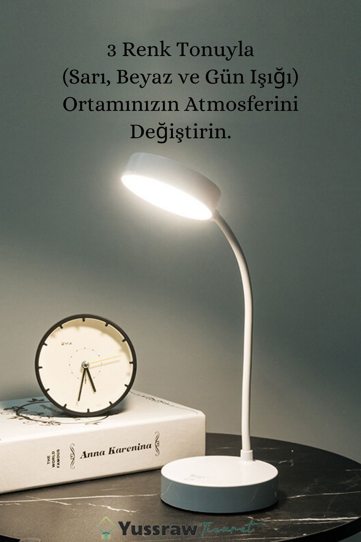 Yussraw Şarjlı Dokunmatik 20 Led Çalışma Okuma Işığı Flexible Masa Lambası Beyaz