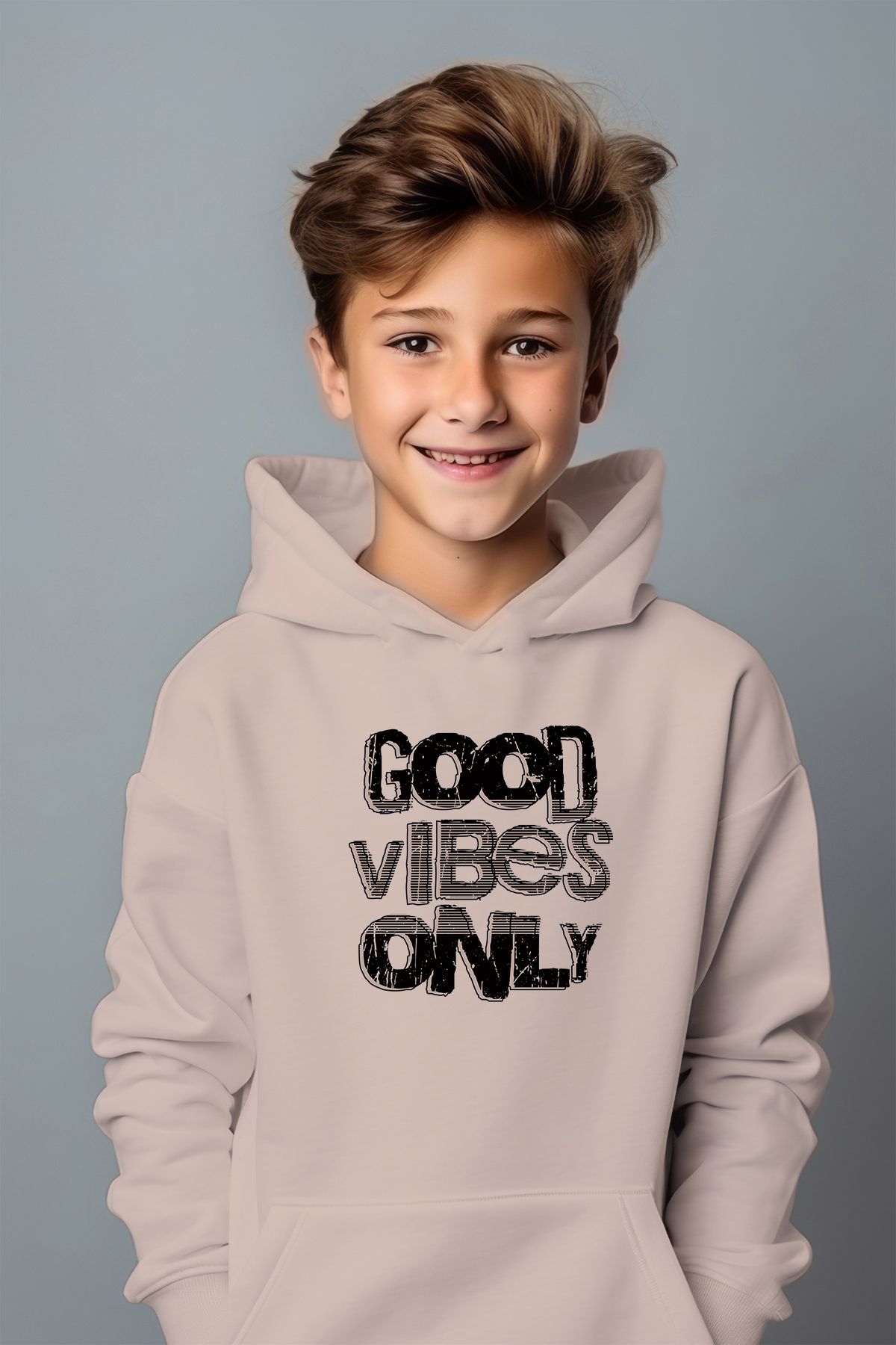 ADA BEBEK ÇOCUK Erkek Çocuk Good Vibes Baskılı Oversize Sweatshirt