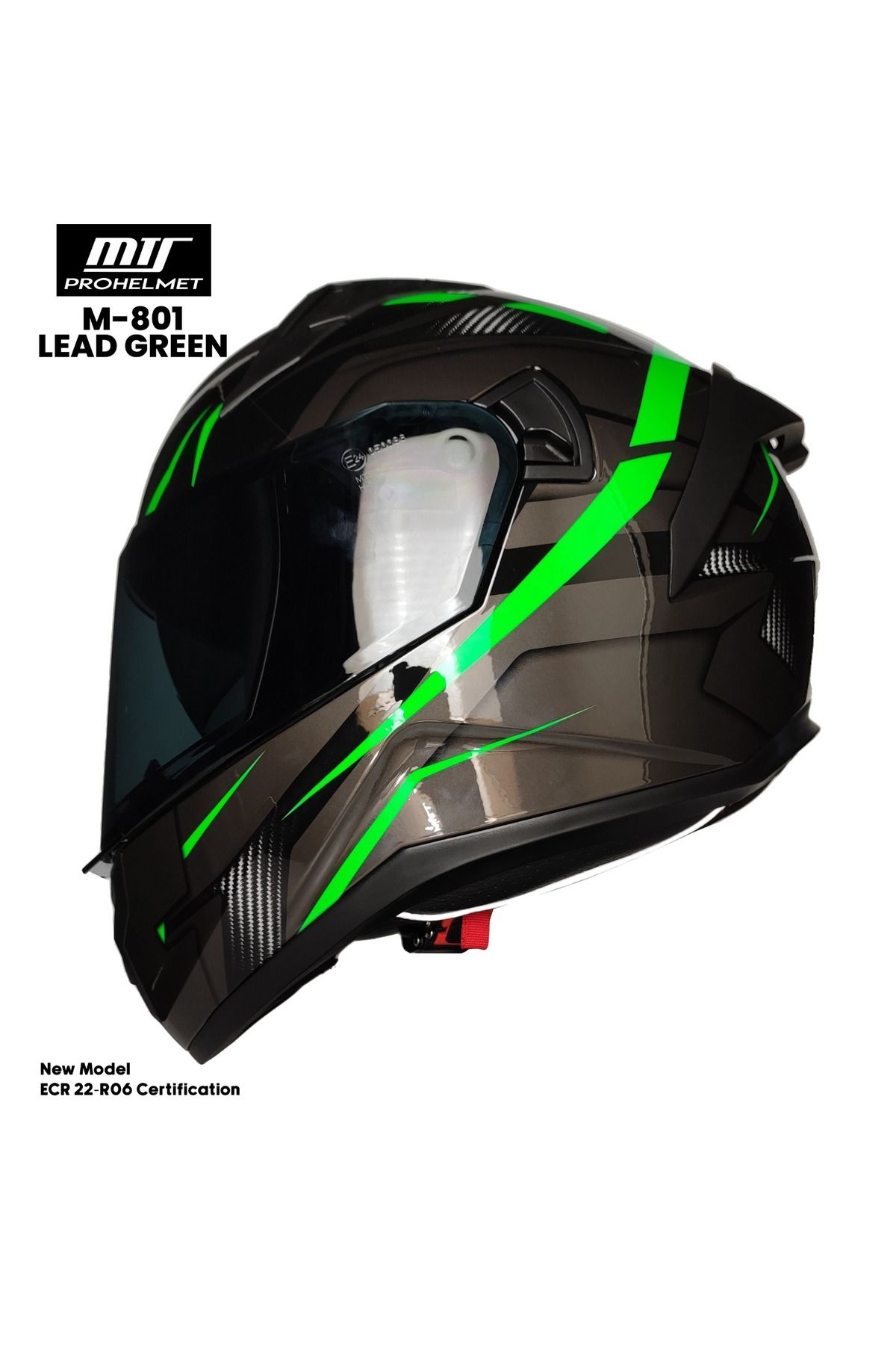 MTS M-801 Lead Green Kapalı Güneş Vizörlü Motosiklet Kaskı