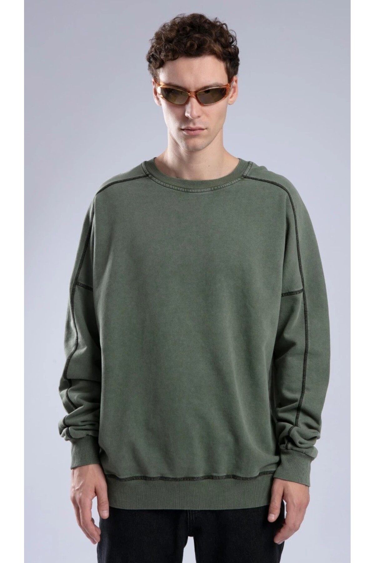 Catch Unisex Basic Oversize Yıkamalı Sweatshirt K-519