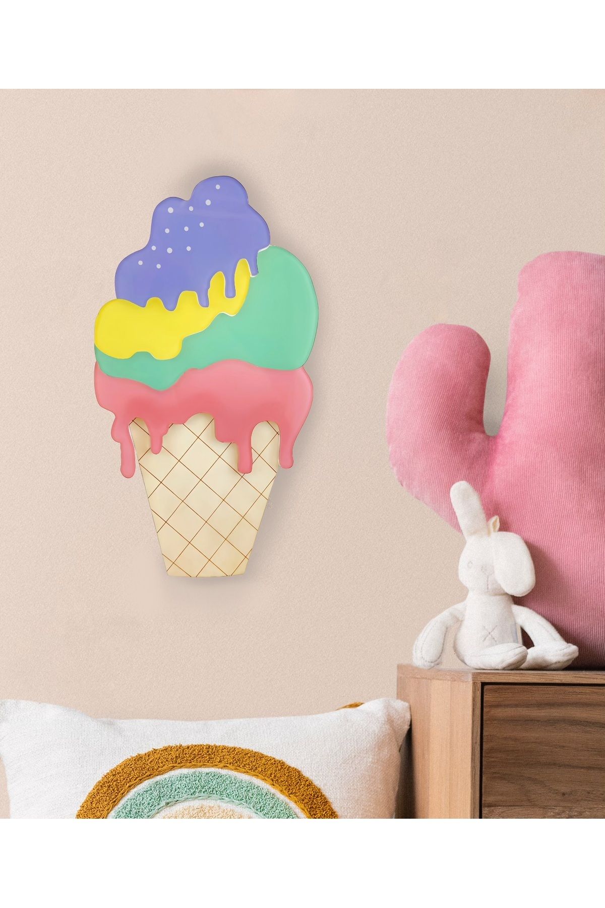 LilyMama Çocuk Odası İçin Dondurma Temalı Aydınlatma-Eğlenceli Dekorasyon Lambası-Dekoratif ve Modern Tasarım
