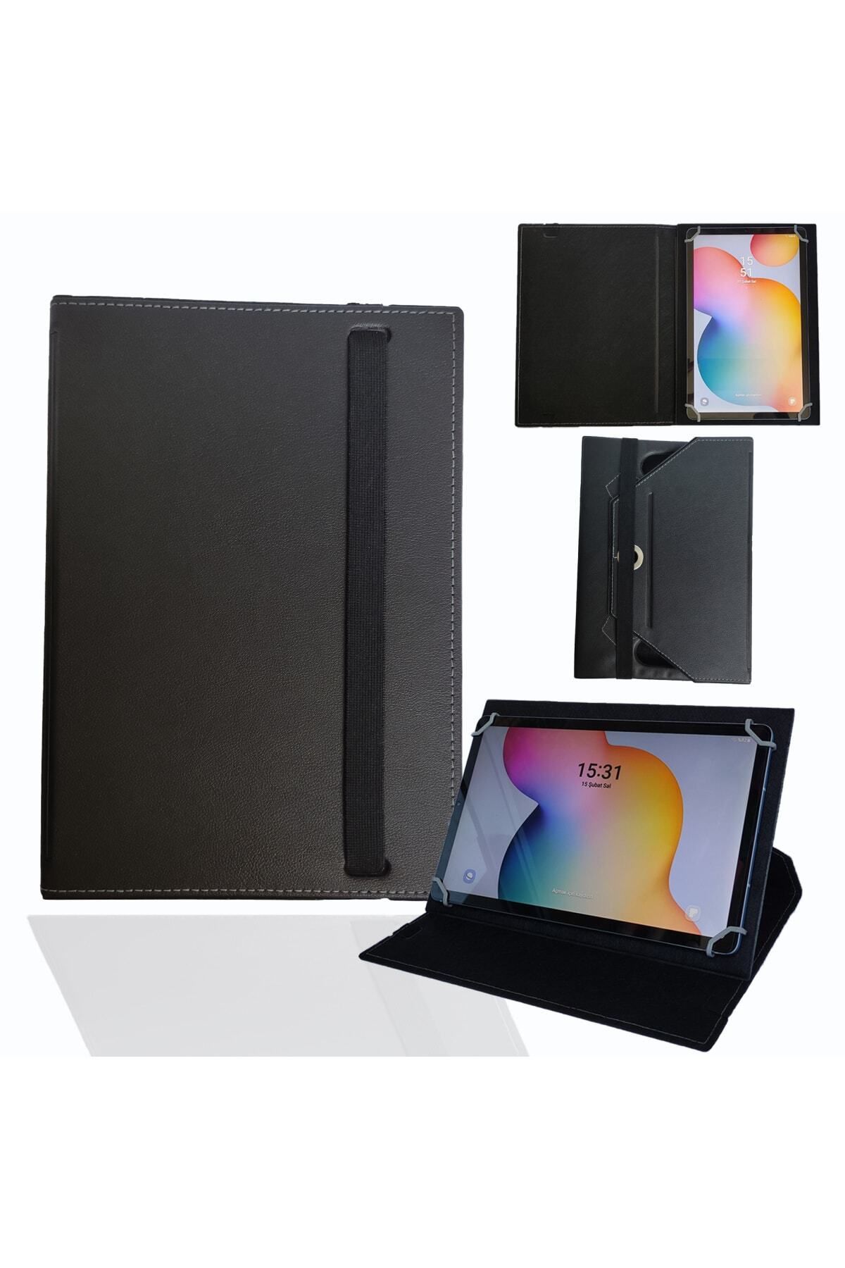 essida Piranha Cyber Tab 7" Uyumlu Tablet Dönebilen Standlı Tablet Kılıfı Siyah