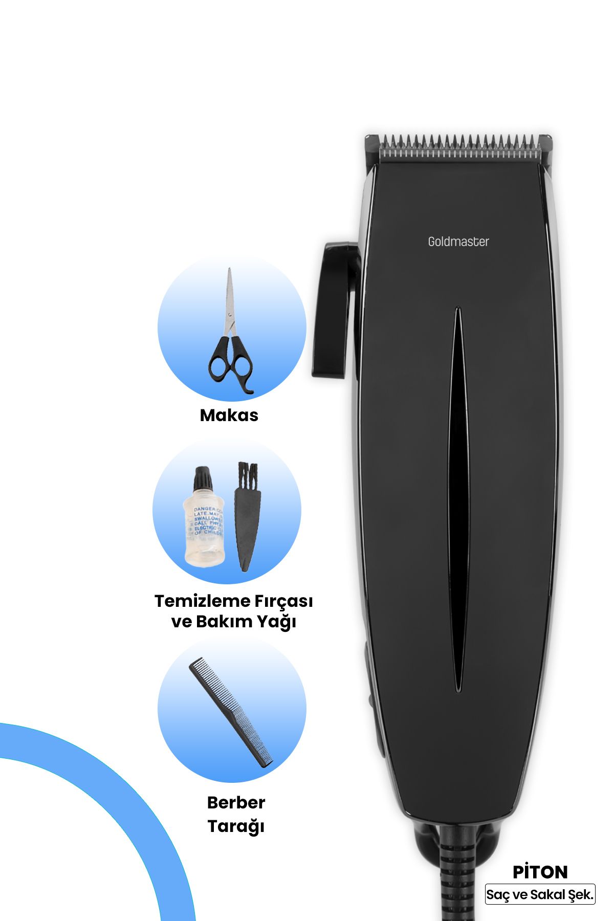GoldMaster Piton Ultra Sessiz Ayarlanabilir Paslanmaz Çelik Saç Ve Sakal Şekillendirici Kesme Makinesi