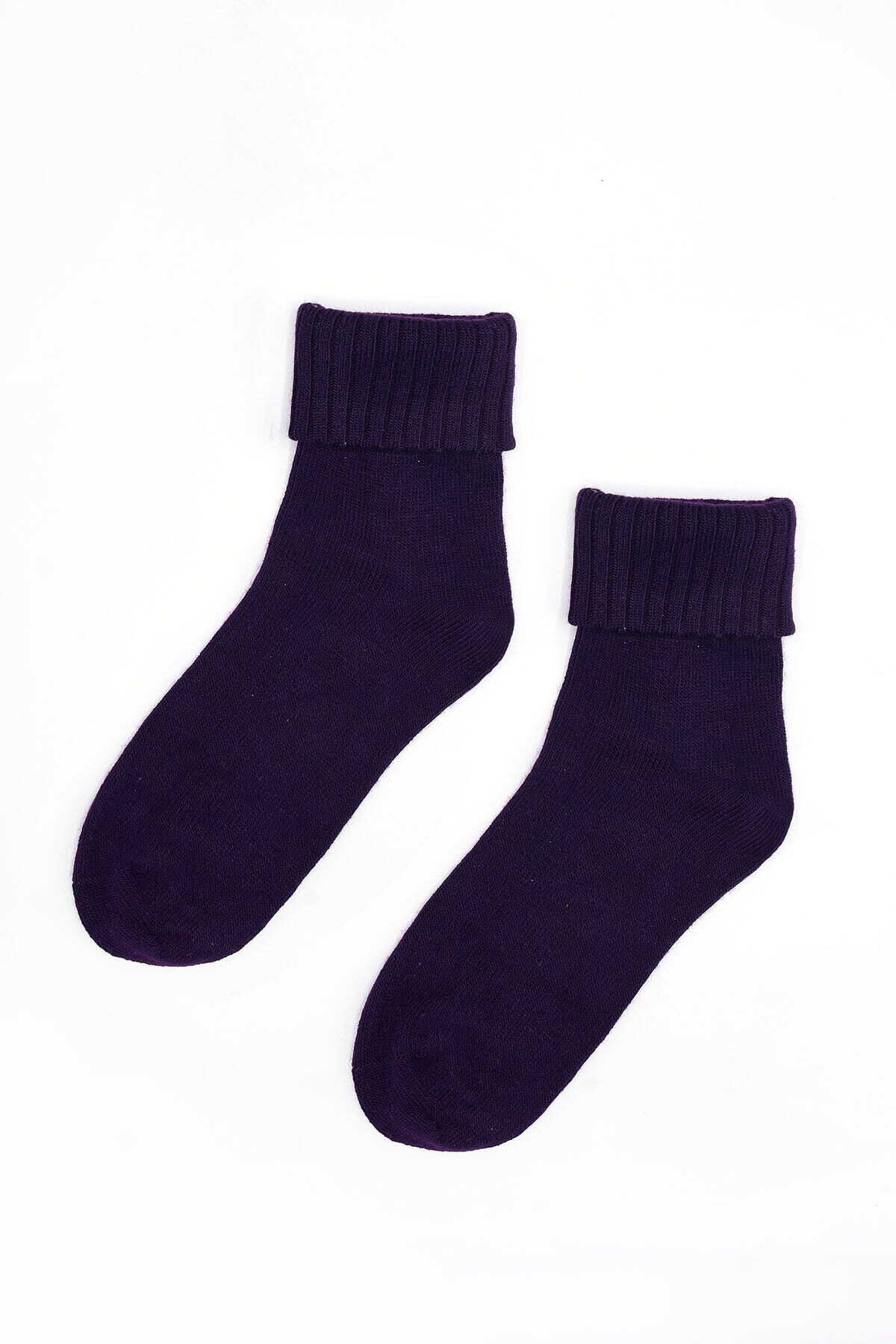 Nbb Lacivert Yünlü Soft Kıvrık Soket Çorap