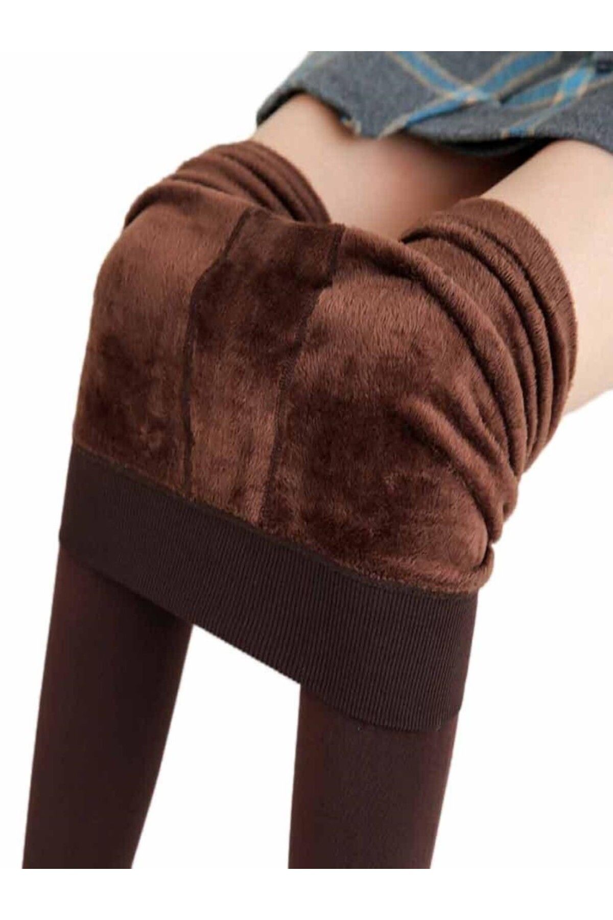 MİSTİRİK Ravena Model Sıcak Tutan Sıkılaştıran Tüylü Pelüşlü Dokuma Külotlu Çorap Kahve Renk
