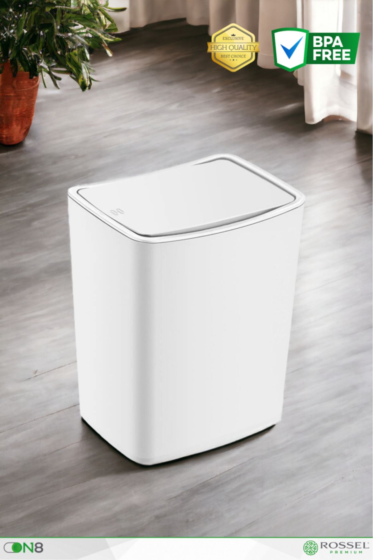 Rossel Premium Touch Çöp Kutusu-Kovası 20 lt. Beyaz