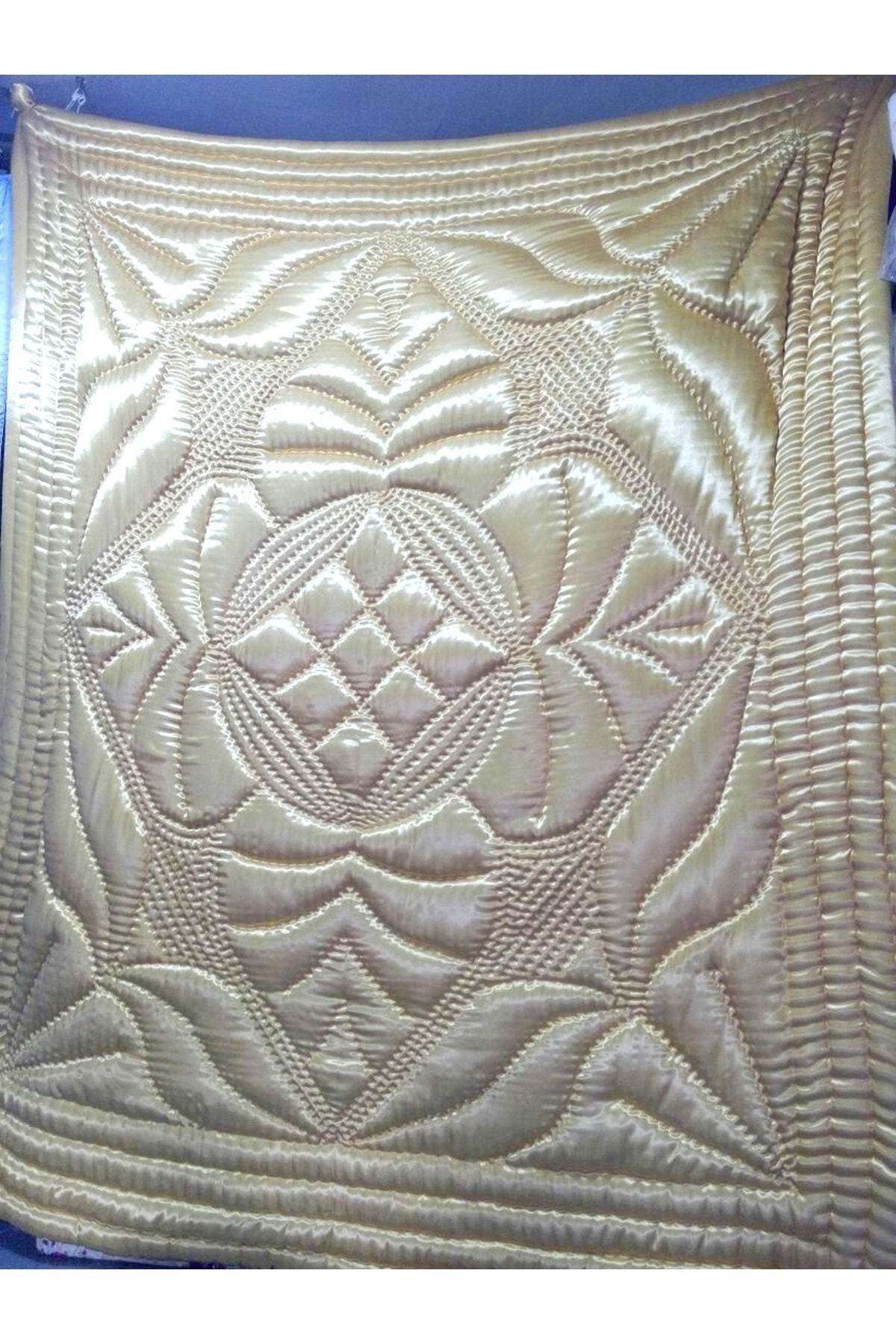 Mandaş Babaanne Yorganı, El Yapımı Çift Kişilik Pamuk Yorgan (195X215)-kabak Çiçeği Gümüş
