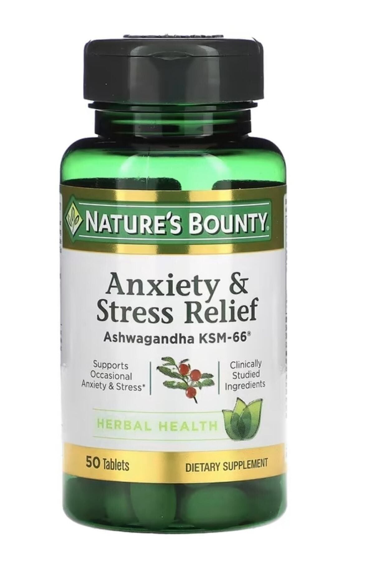 Natures Bounty Ashwagandhaa Anxiety & Stress Relief Ksm-66, 50 adet