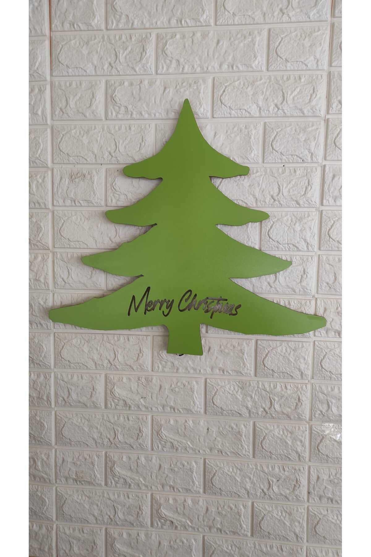 YufiDesign Yeşil Ahşap Yılbaşı Ağacı, Işıklandırılmış Duvar Tablosu, Yeni Yıl Ağacı, Yılbaşı Ağacı Dekoru