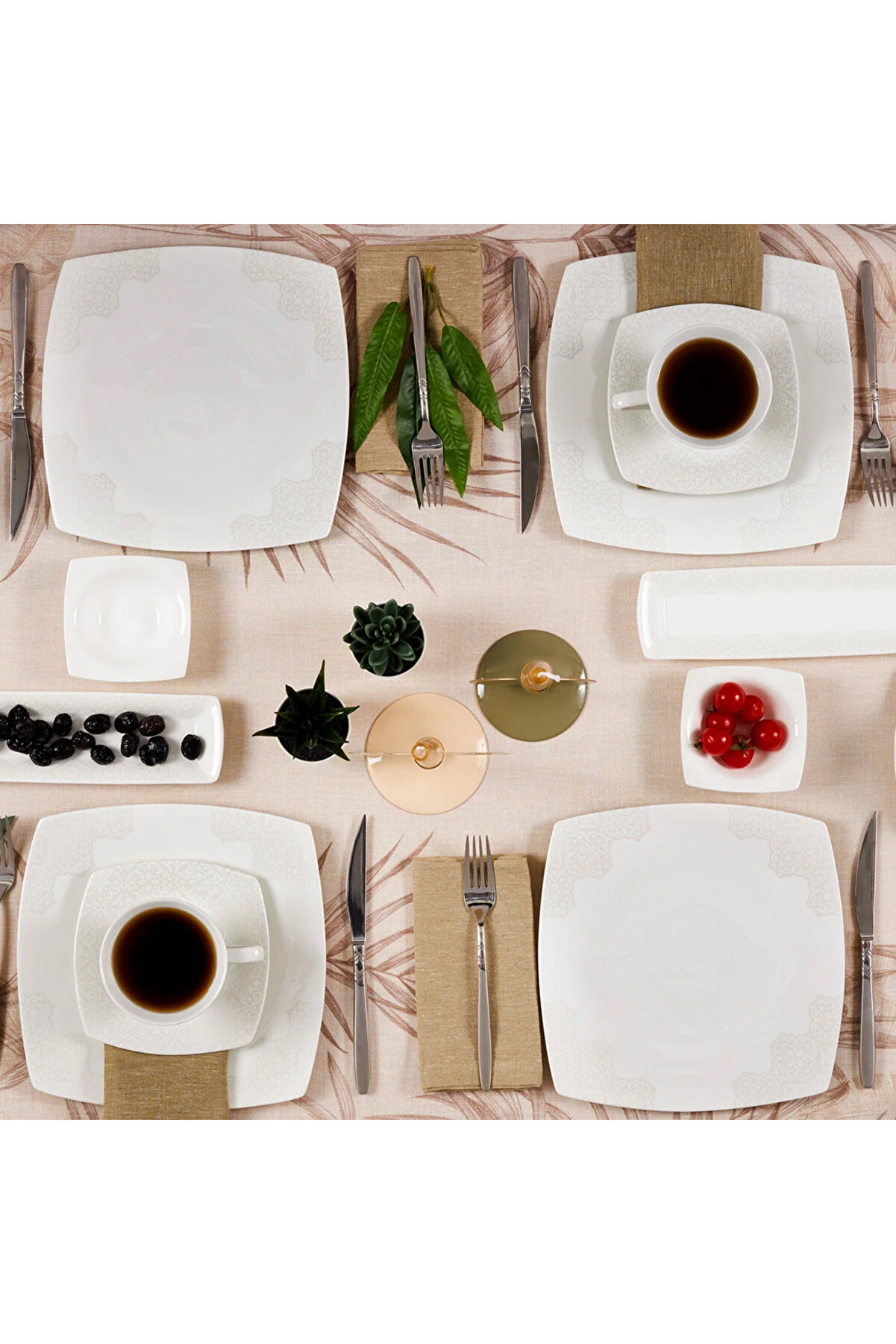 Karaca Fine Pearl Valentina 26 Parça 6 Kişilik Kare İnci Kahvaltı