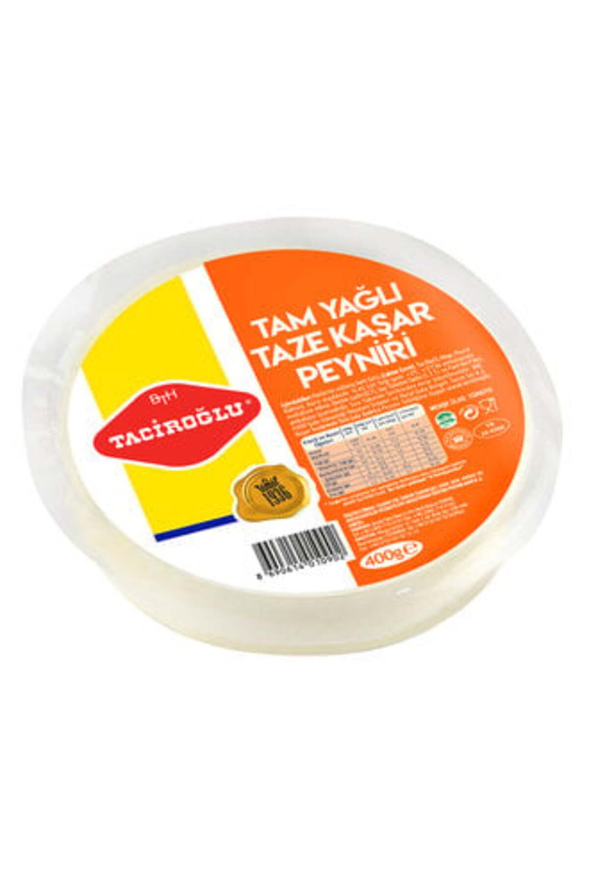 Taciroğlu ( MİNİ KAYMAK HEDİYE ) Taciroğlu Tam Yağlı Taze Kaşar Peyniri 400 Gr