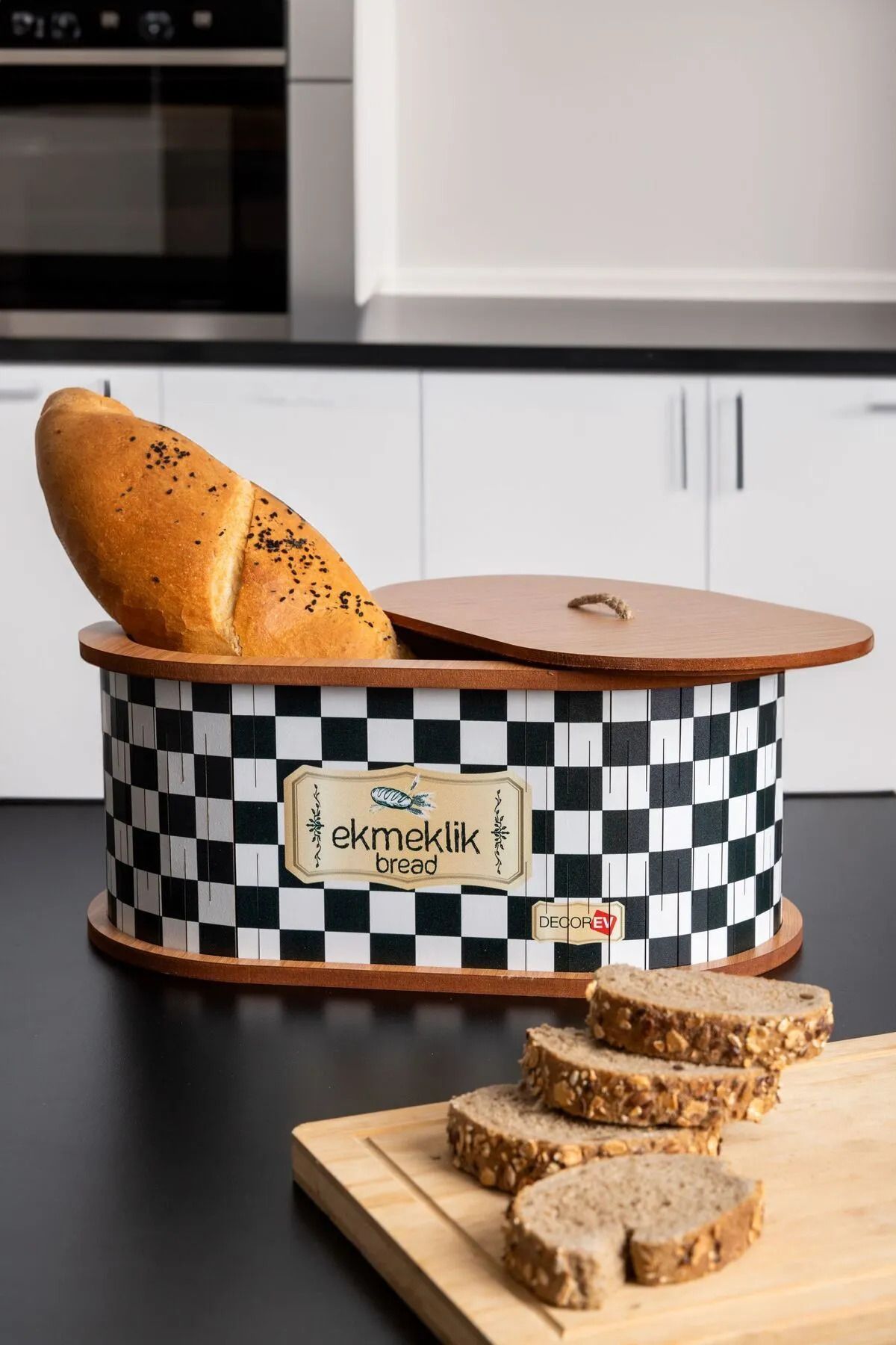 Bayev Lüx Ahşap Ekmeklik Dama – Kapaklı Ekmek Sepeti