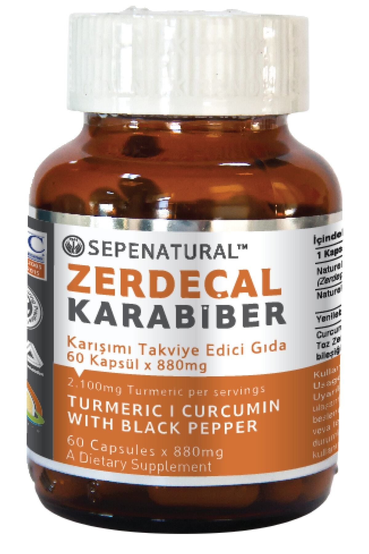 Sepe Natural Zerdeçal Karabiber 60 Kapsül 880 mg Kurkumin Curcumin