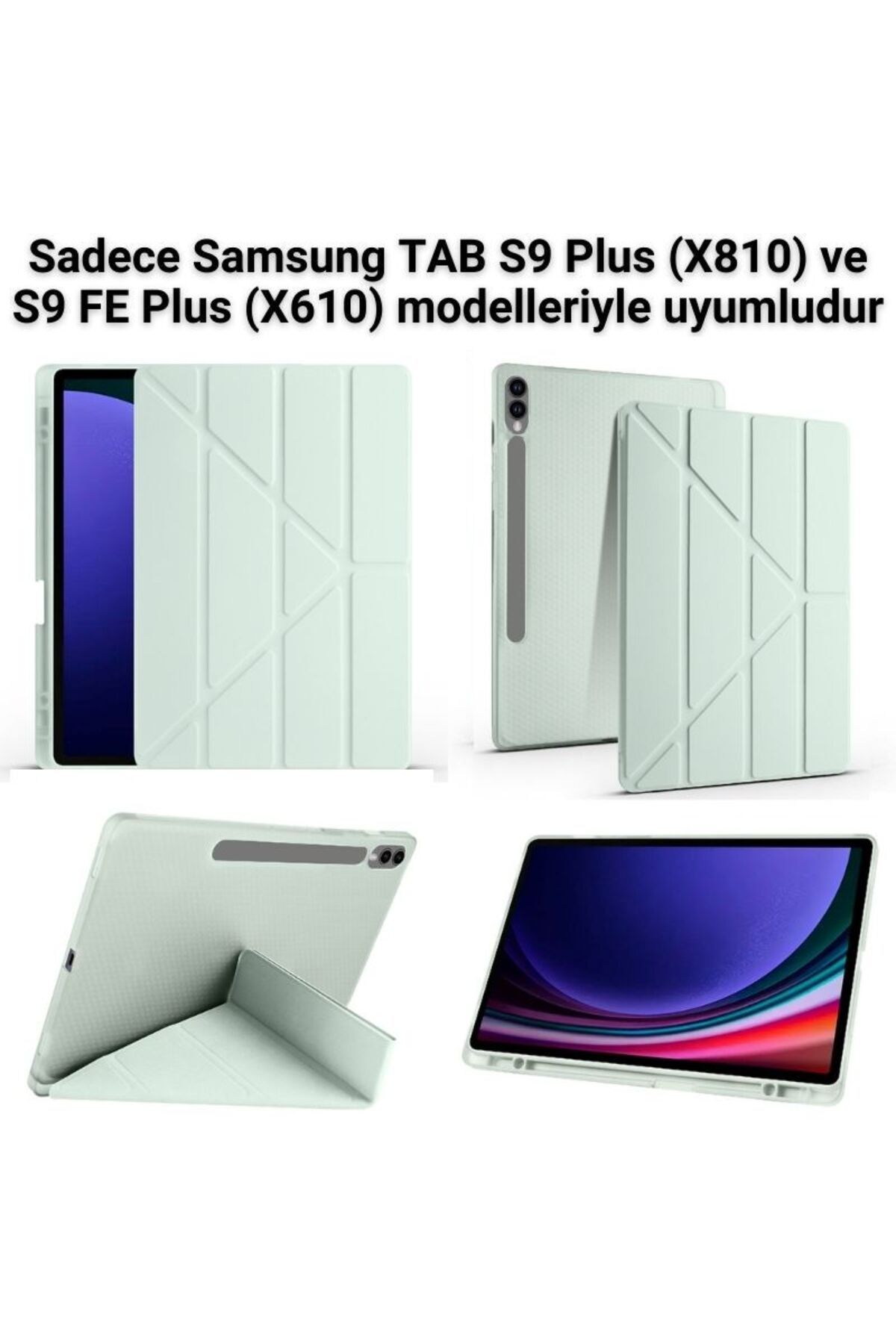 Nezih Case Samsung Tab S9 Plus (X810) / Tab S9 Fe Plus (X610) Kalem Bölmeli Standlı Uyku Modlu Akıllı Kılıf