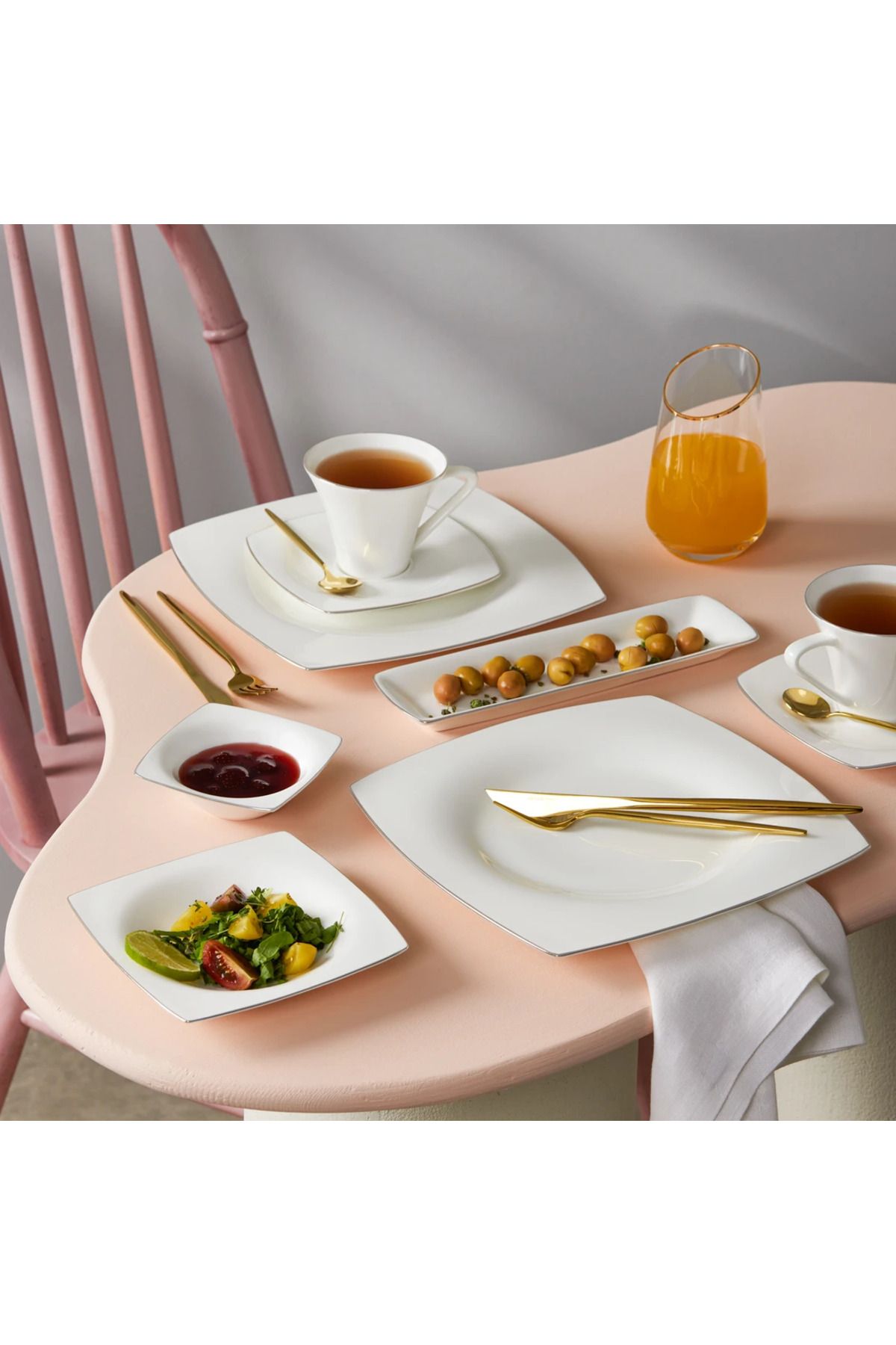 Karaca Fine Pearl Ragusa 26 Parça 6 Kişilik İnci Kahvaltı/Servis Takımı Platin