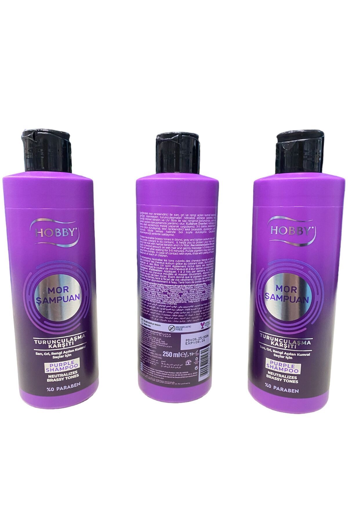 Hobby mor şampuan seti sette 3 adet ürün mevcuttur (3*250 ml : 750ml)
