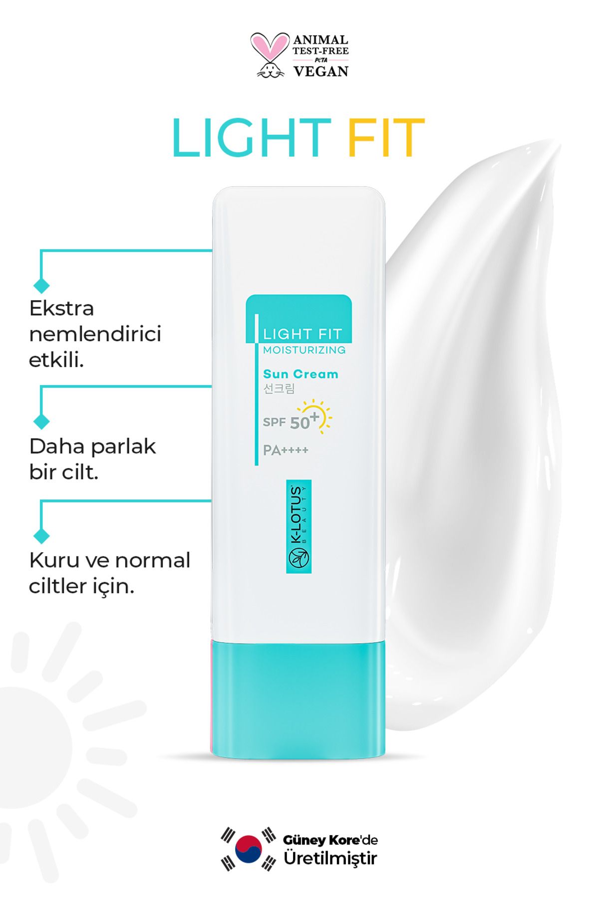 K-Lotus Beauty Light Fit Kuruma Önleyici ve Nemlendiricili Günlük Yüz Güneş Kremi Spf50+ Pa++++ 50ml