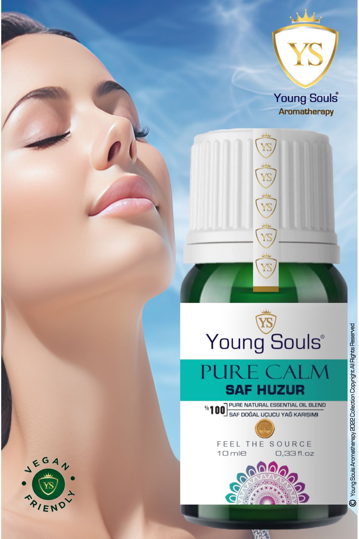 YOUNG SOULS Aromatherapy Pure Calm Essential Oil Blend Saf Huzur Uçucu Yağ Karışımı 10 Ml