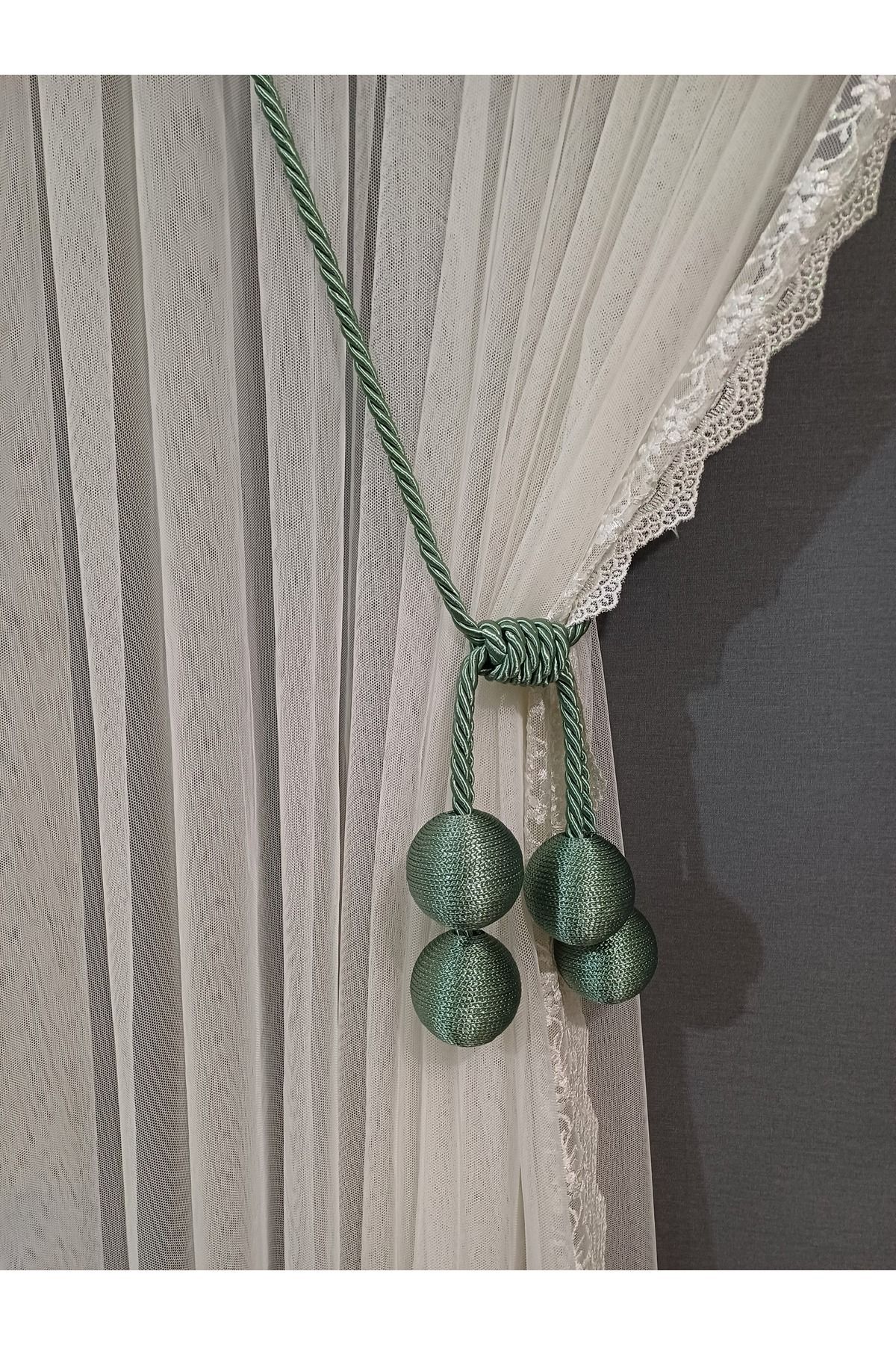 venedik home Mint Yeşil Renk 4 Toplu Tül Ve Fon Bağlama Aparatı Kruvaze Tavan Bağlama Korniş Takmatik