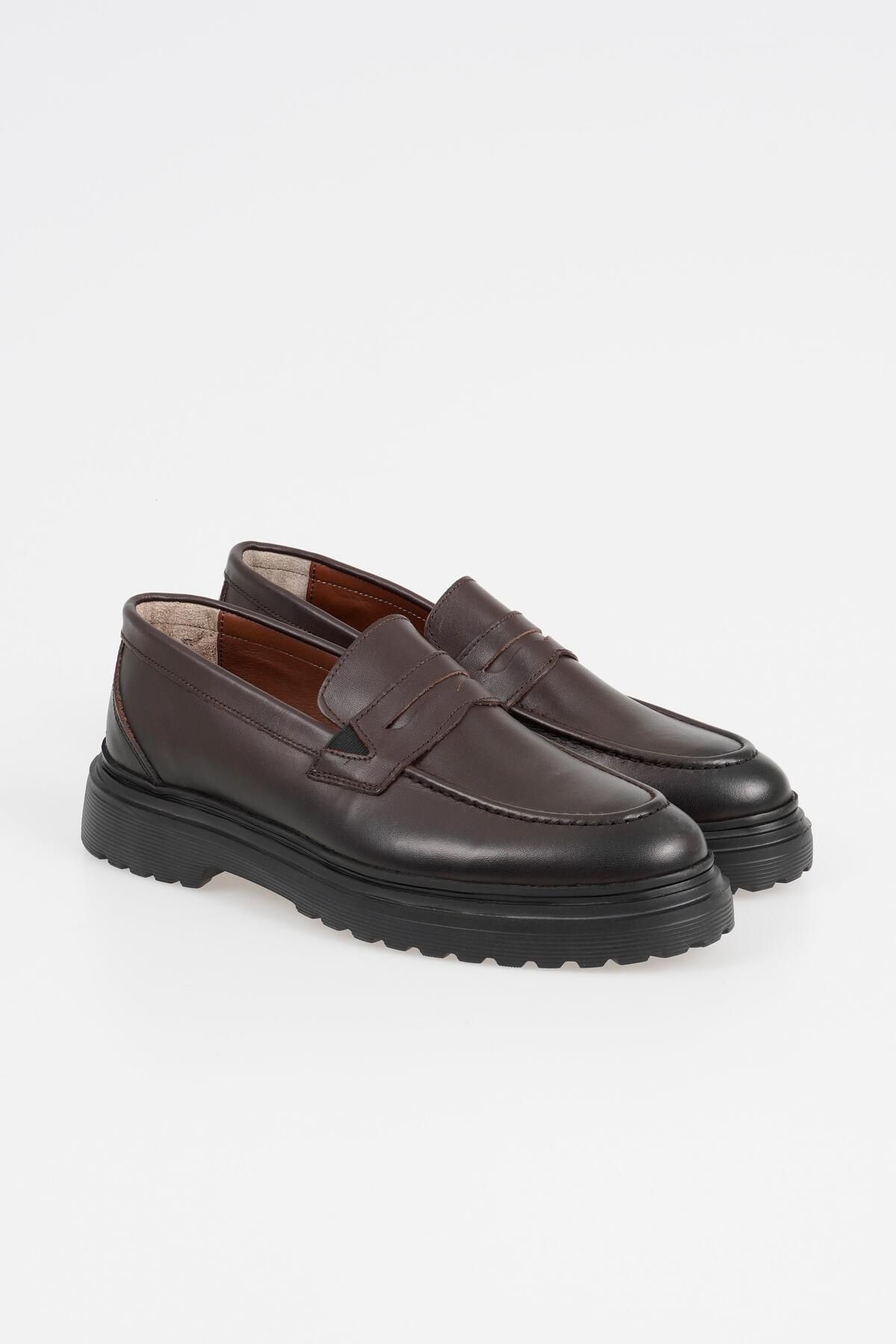 CZ London Hakiki Deri Erkek Loafer Kalın Tabanlı Kolay Giyim Ayakkabı