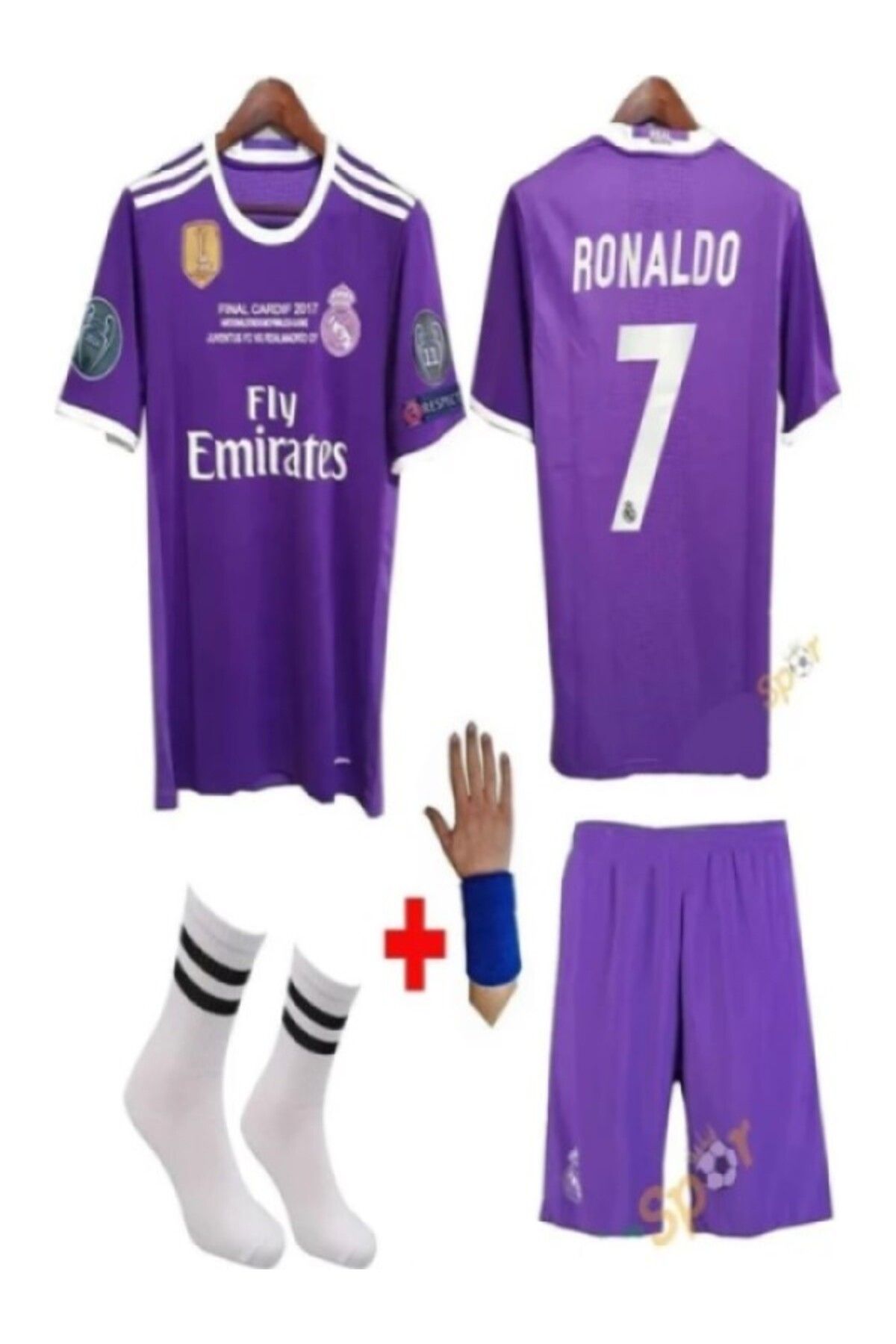 gökmenspor Real Madrid Ronaldo 2017 Mor Cardif Ligi Çocuk Futbol Forması 4'lü Set