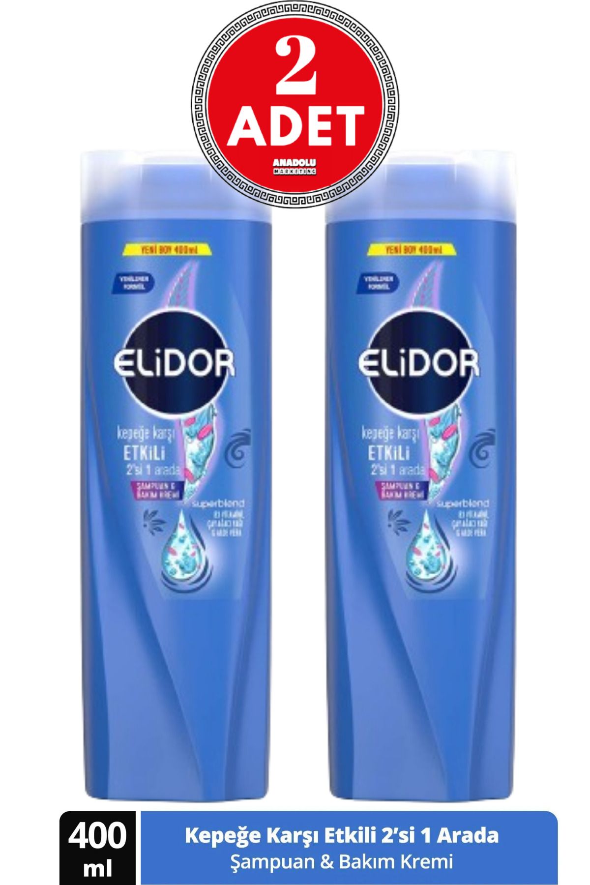 Elidor Superblend Şampuan ve Bakım Kremi Kepeğe Karşı Etkili 2'si 1 Arada 400 ml 2 ADET