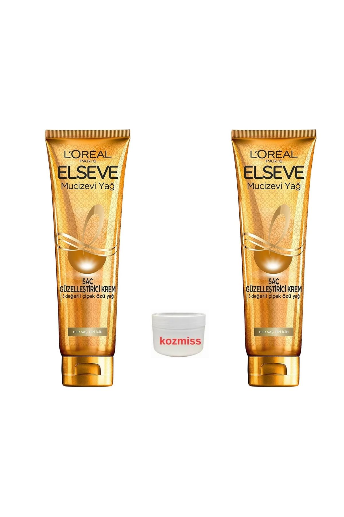 Elseve L'oréal Paris Mucizevi Yağ Saç Güzelleştirici Krem 2x adet 150 Ml + el kremi hediye
