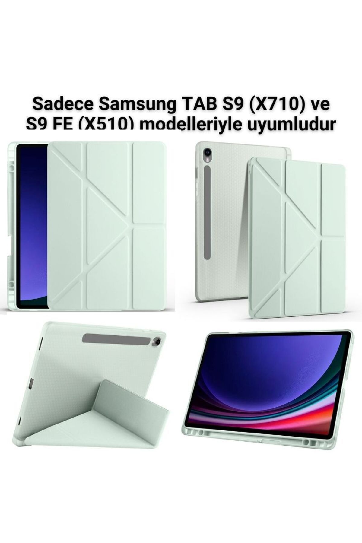 Nezih Case Samsung Tab S9 (X710) / Tab S9 Fe (X510) Kılıf Kalem Bölmeli Uyku Modlu Standlı Arkası Silikon Kapak