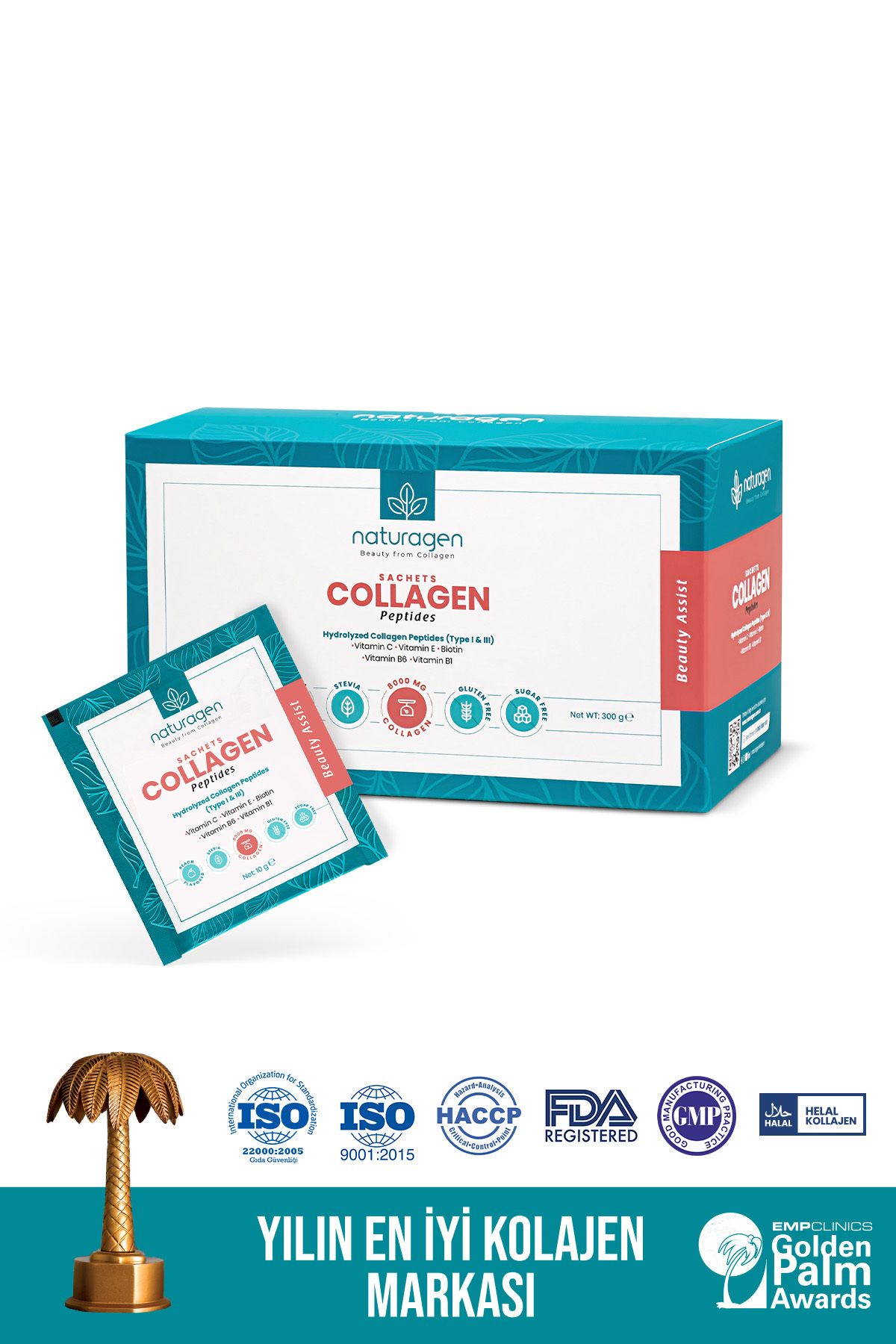 Naturagen Collagen Beauty 30'lu Saşe Şeftali Aromalı Tip 1 & Tip 3 - 8.000 Mg Hidrolize Toz Kolajen