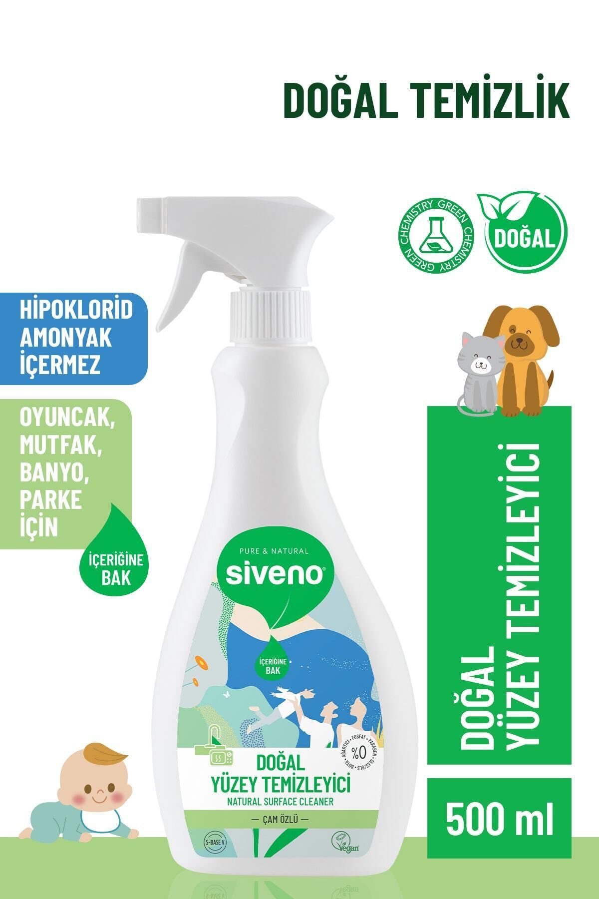 Siveno %100 Doğal Yüzey Temizleyici Bitkisel Leke Çıkarıcı Arındırıcı Mermer Fayans Ahşap Yüzeyler 500 ml