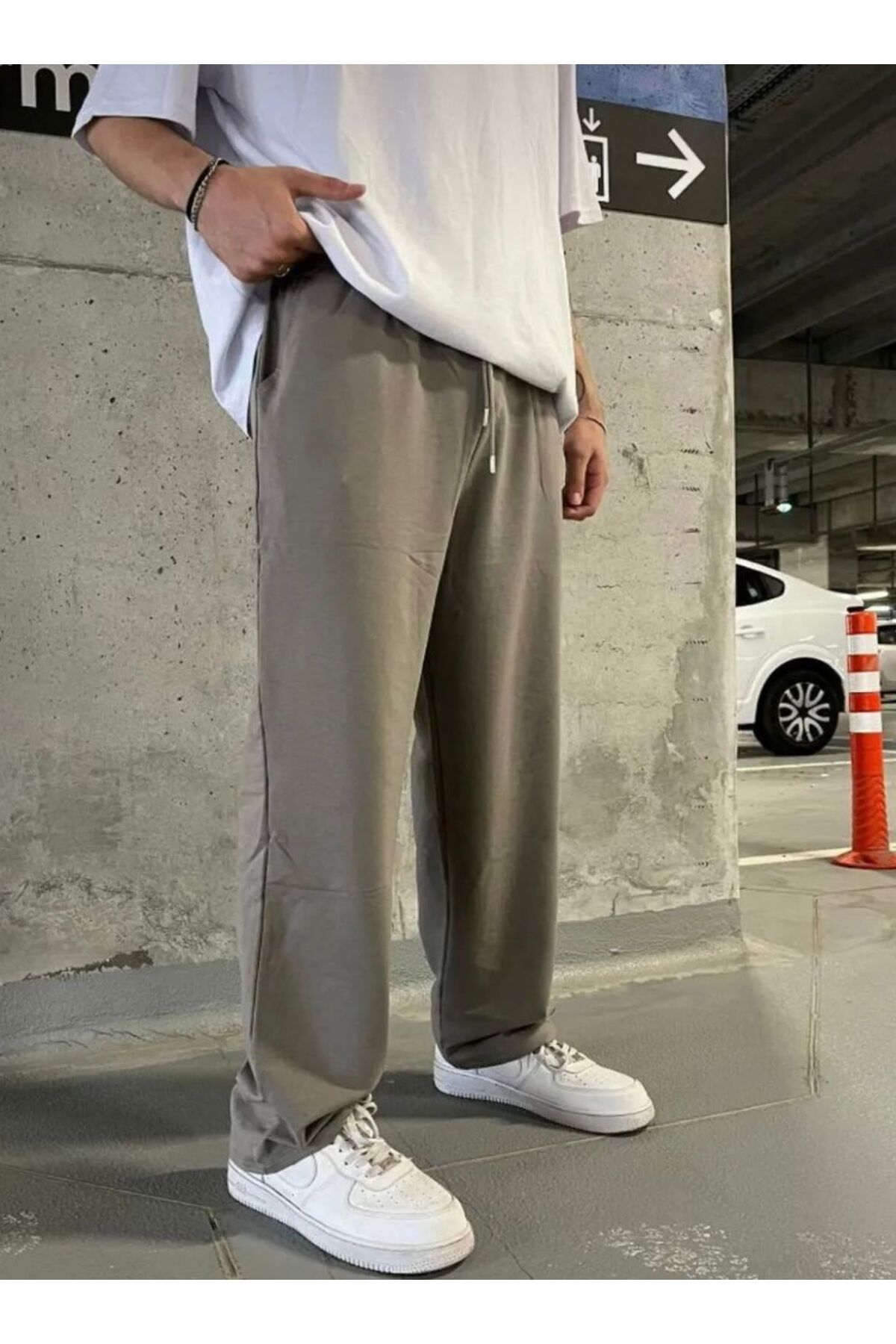 Genel Markalar RE7EDİ Unisex baggy şeritli iki iplik oversize eşofman pantolon