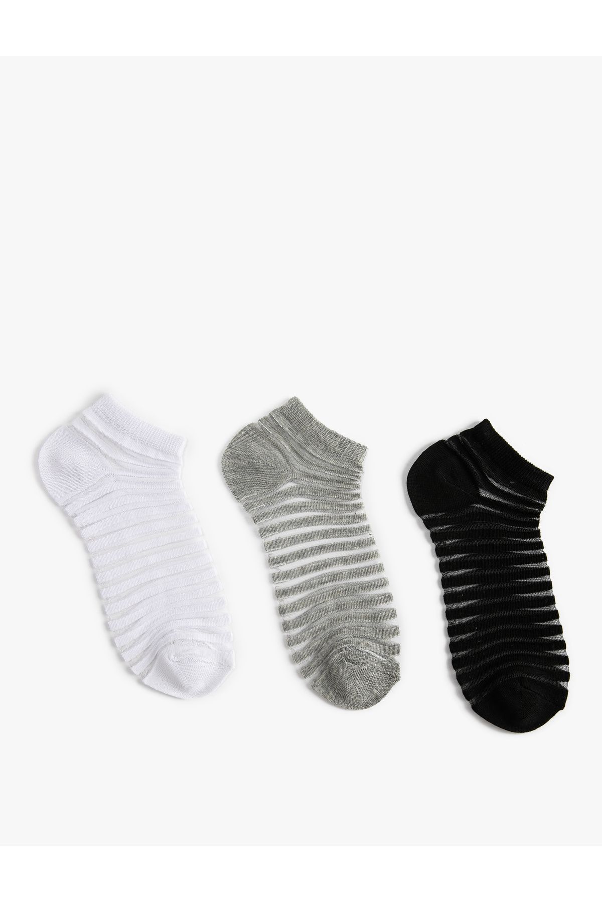 Koton 3'lü Patik Çorap Seti Transparan Kumaş Detaylı