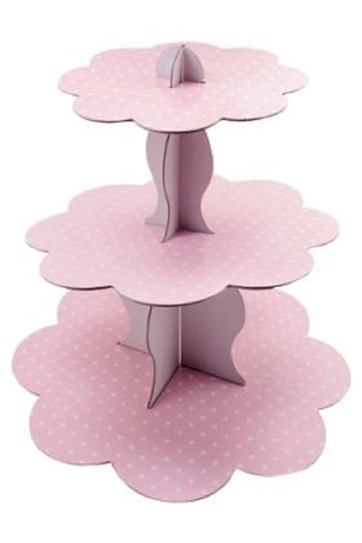 Kazanabil 3 KATLI ÇİFT TARAFLI KARTON CUPCAKE STAND PEMBE