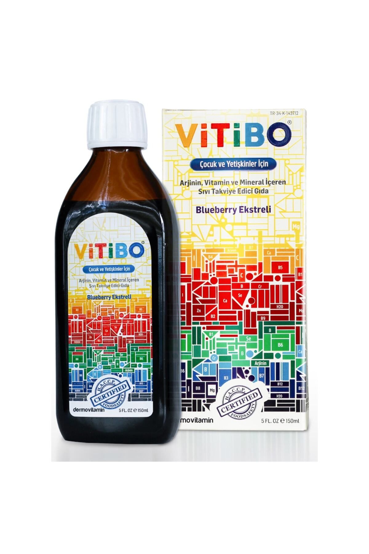 Dermovitamin Vitibo Çocuk Ve Yetişkinler Için Arjinin Vitamin Mineral Şurup 150 ml