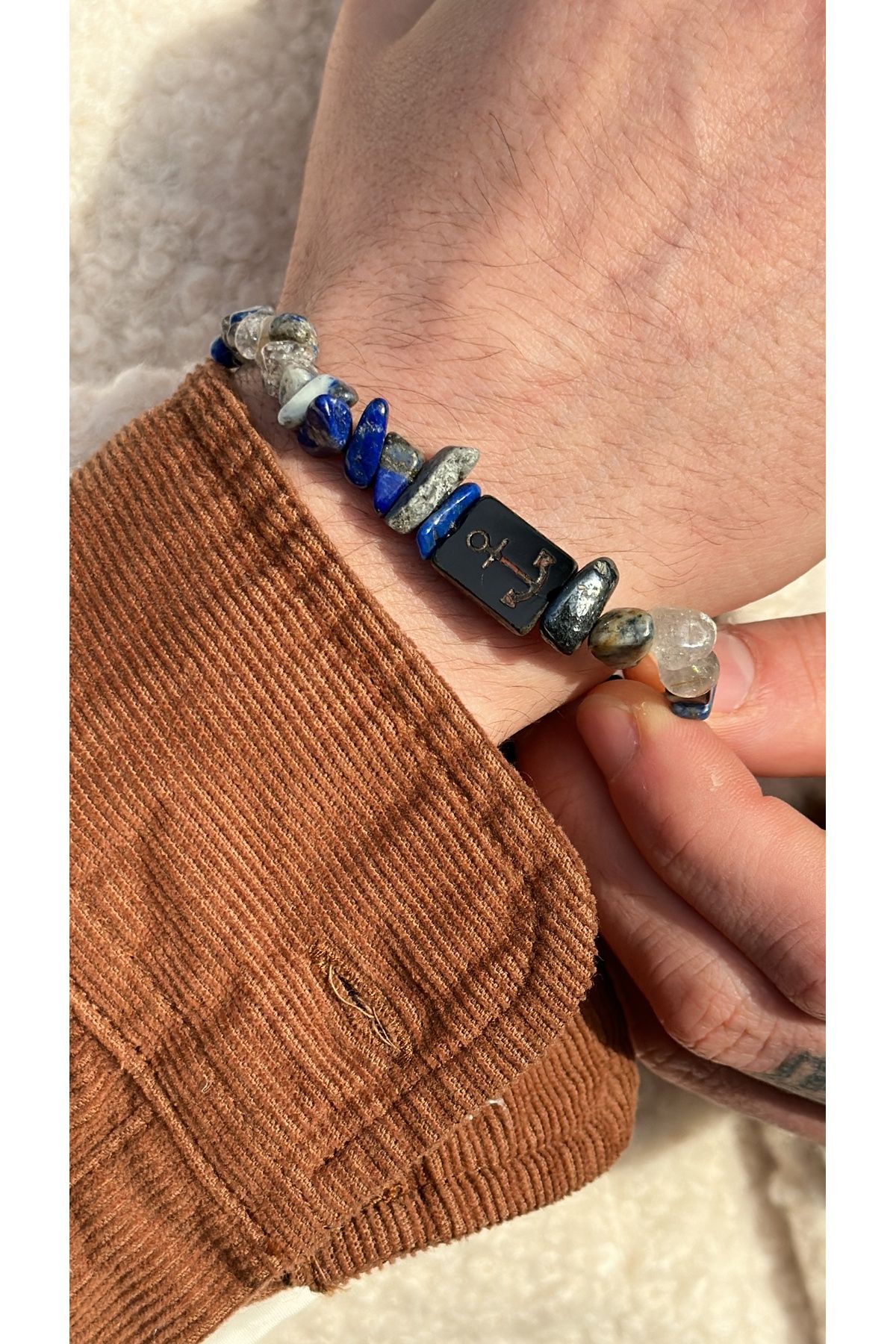 capo by aytaç yamaç Libra Çapalı Lapis Lazuli Doğal Taş Unisex Bileklik Lapis Terazi Burcu Bilekliği