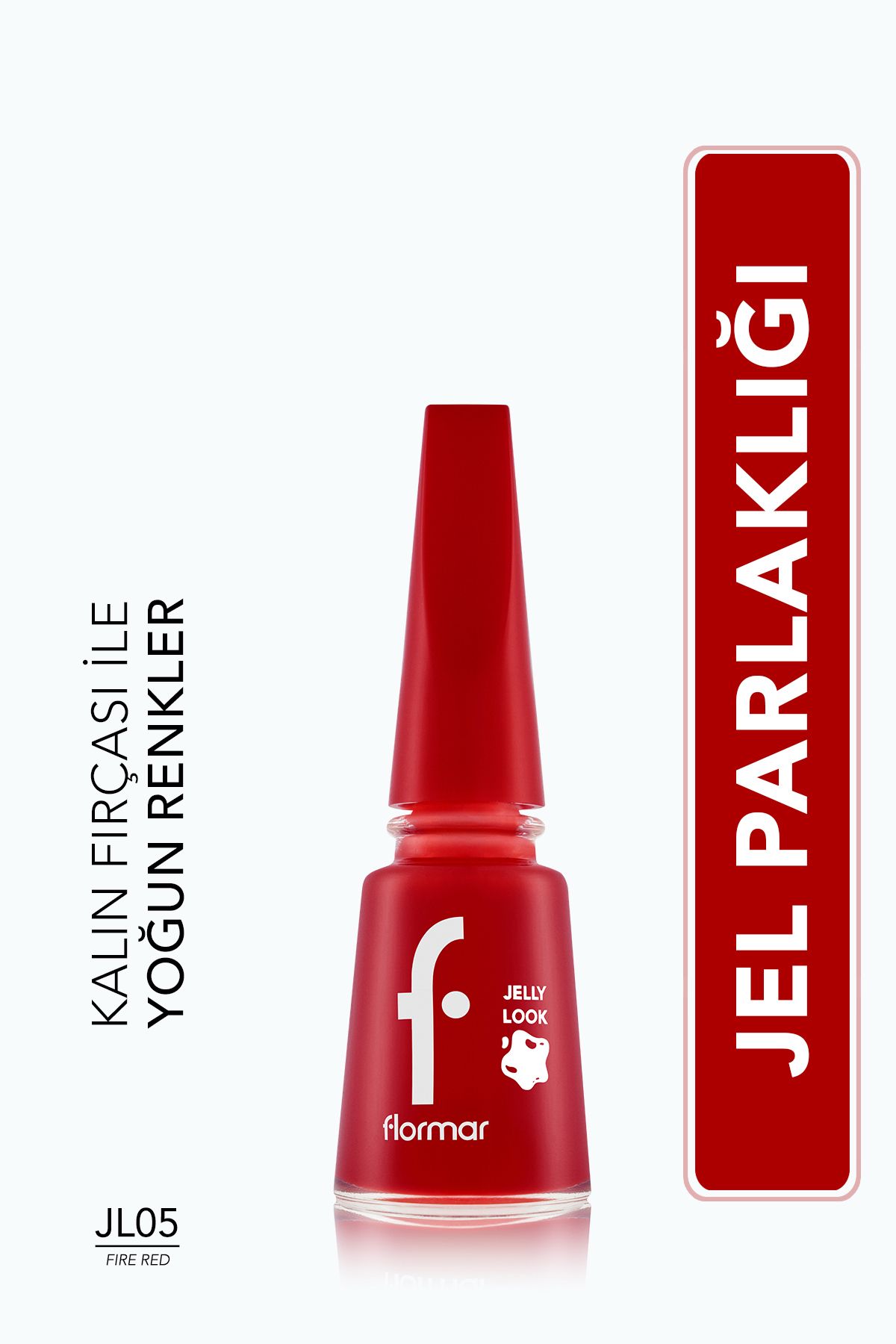Flormar Jel Görünümlü Parlak Oje (Kırmızı) - Jelly Look Nail Enamel - JL05 Fire Red - 8690604233632