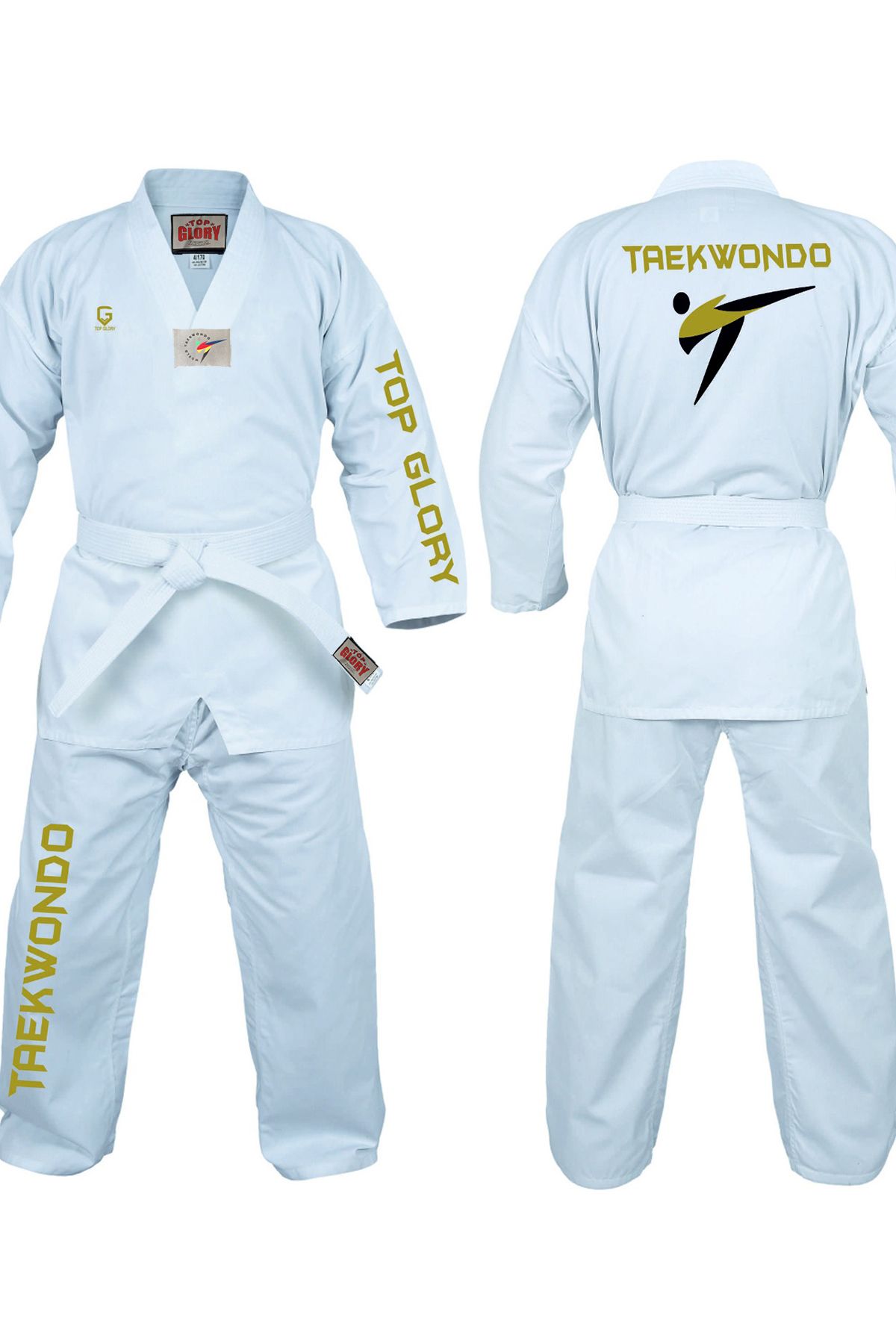 TOP GLORY Fitilli Golden Taekwondo Elbisesi Dobok