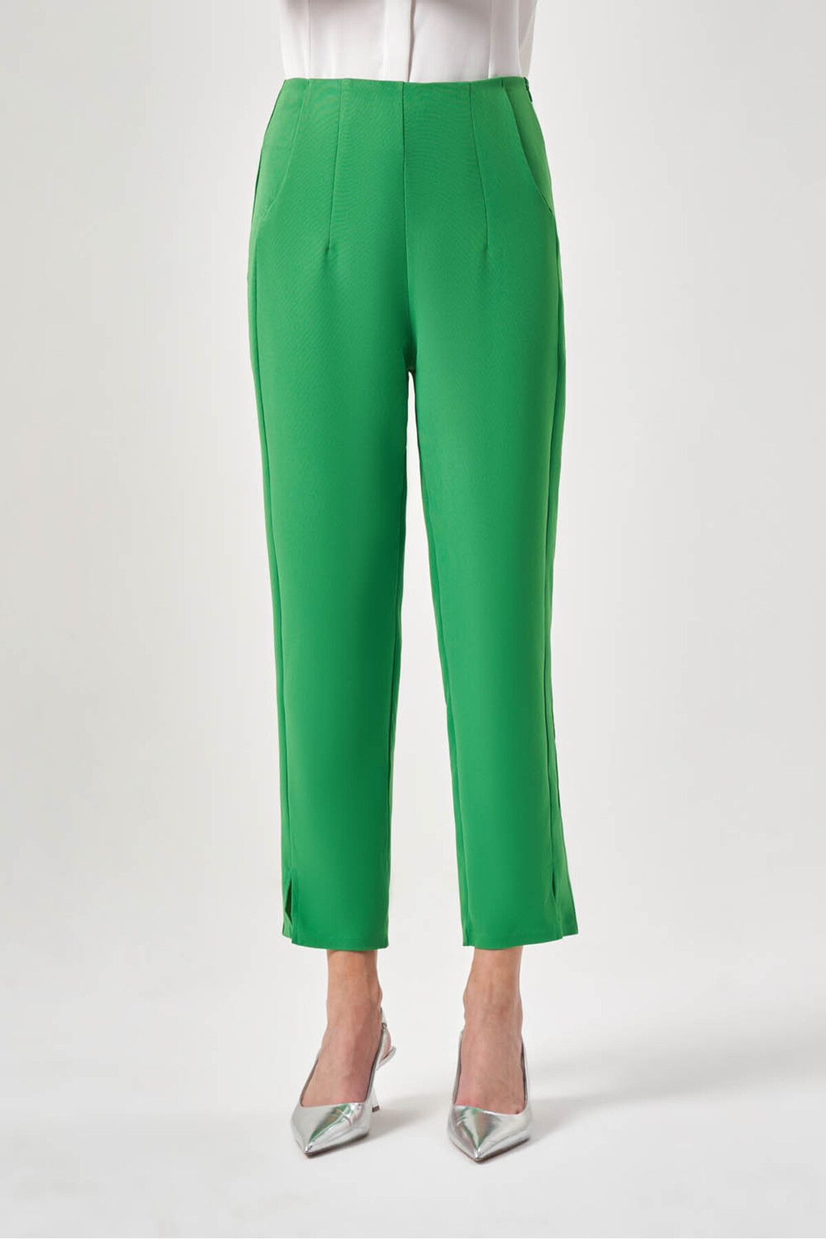 Mizalle Pensli Basic Yeşil Pantolon
