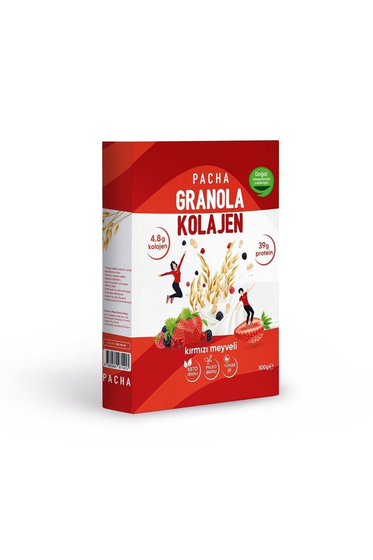 PACHA | Doğal Kolajenli Ve Proteinli Kırmızı Meyveli Granola (300 G)