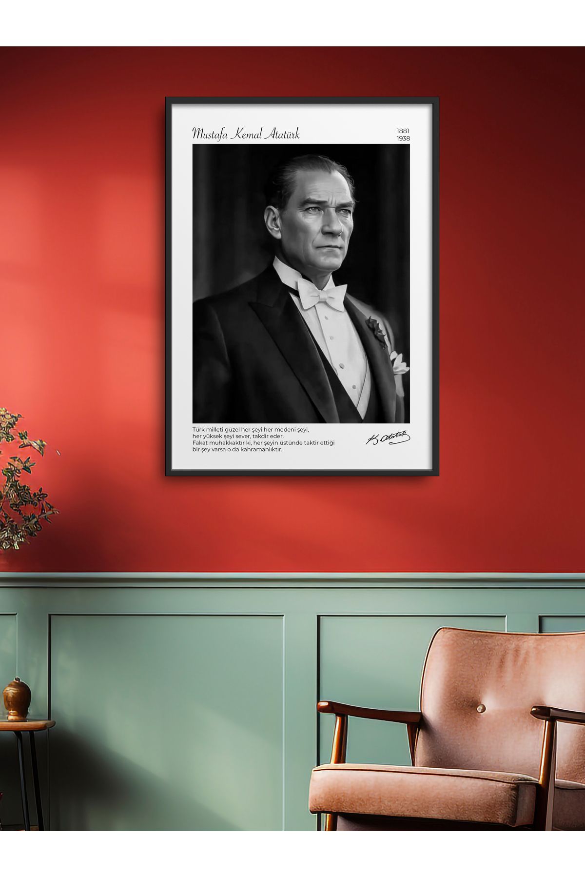 HOMEPACK Tekli Çerçeveli Atatürk Portresi Poster Tablo ATA016