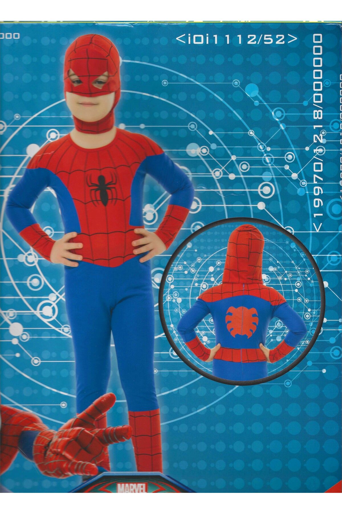 Spiderman kostümü ön ve arka örümcek adam logo baskılı maskeli çocuk kostüm parti özel gün kıyafeti