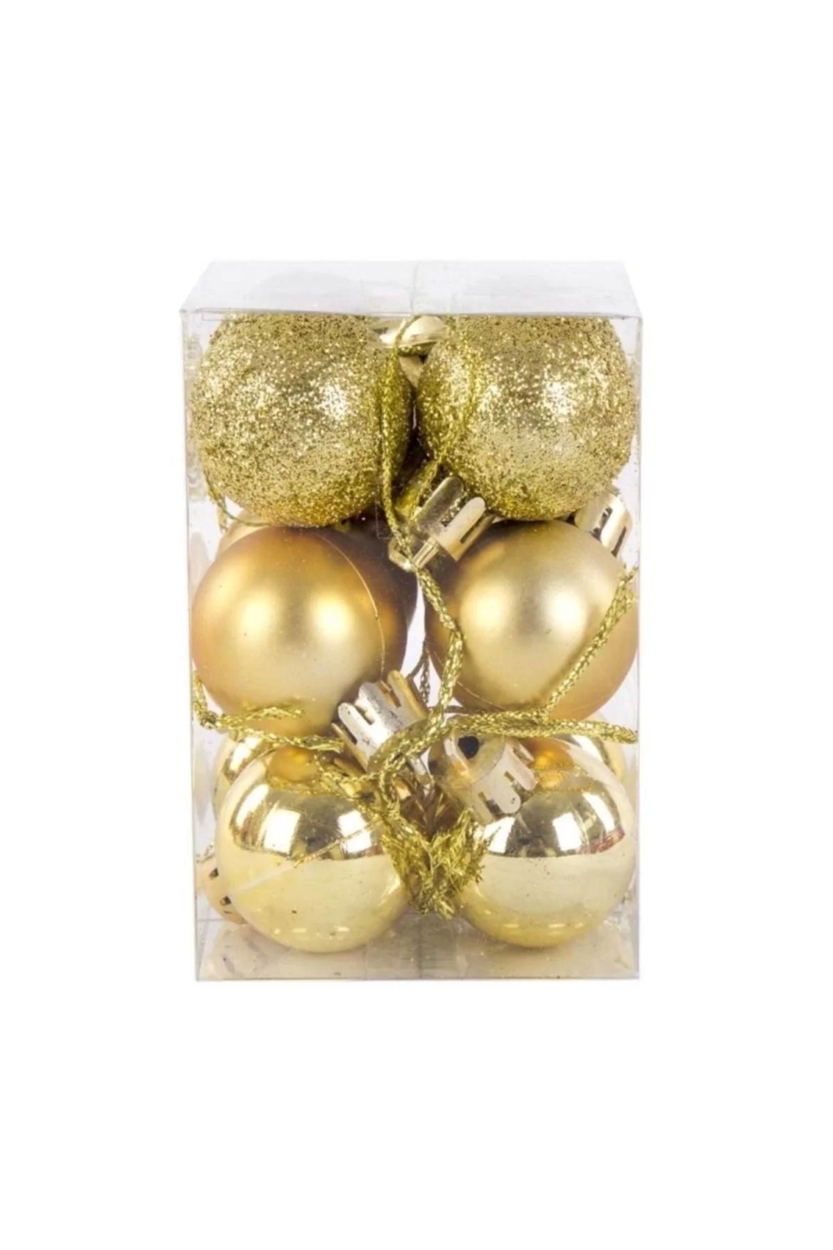 Yenigeldi 12'li Gold 2,5 Cm Yılbaşı Topu, Noel Topu, Çam Ağacı Topu, Süs Topu