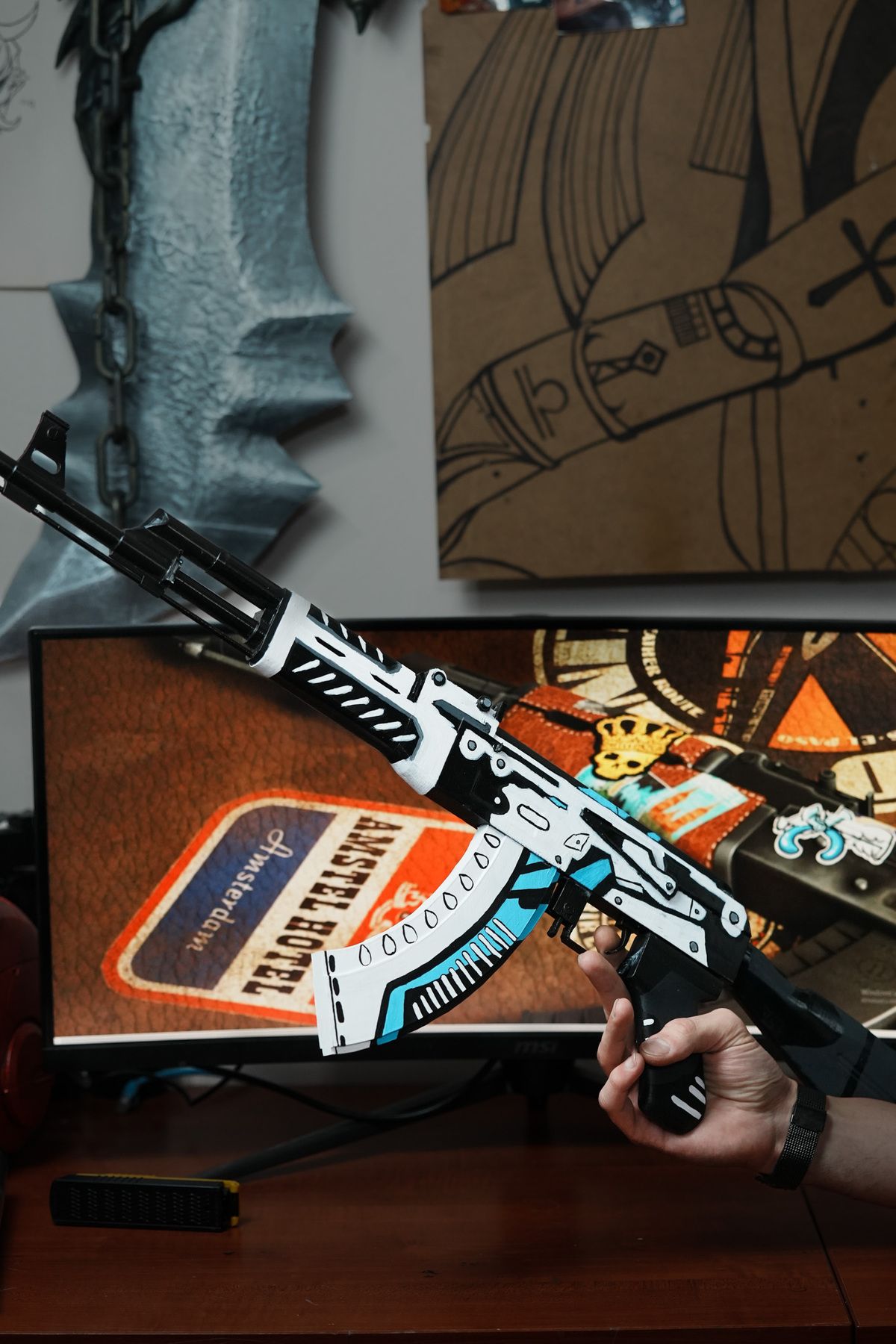 VeyernCraft CS GO Asimov AK-47 Skinn 3D Plastik Üretim 50 CM