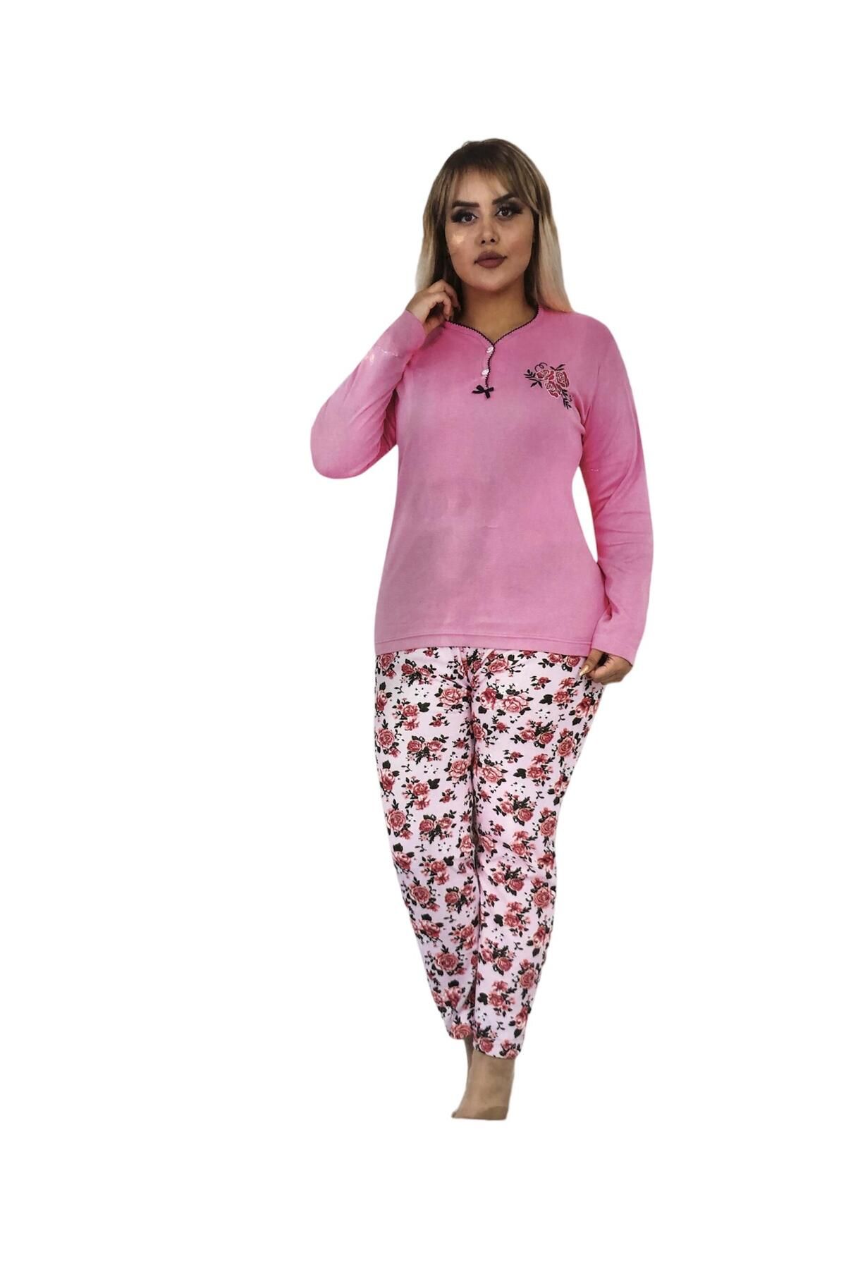 Zirve Kadın Pembe Kışlık Interlok Uzun Kollu Pijama Takımı 6201