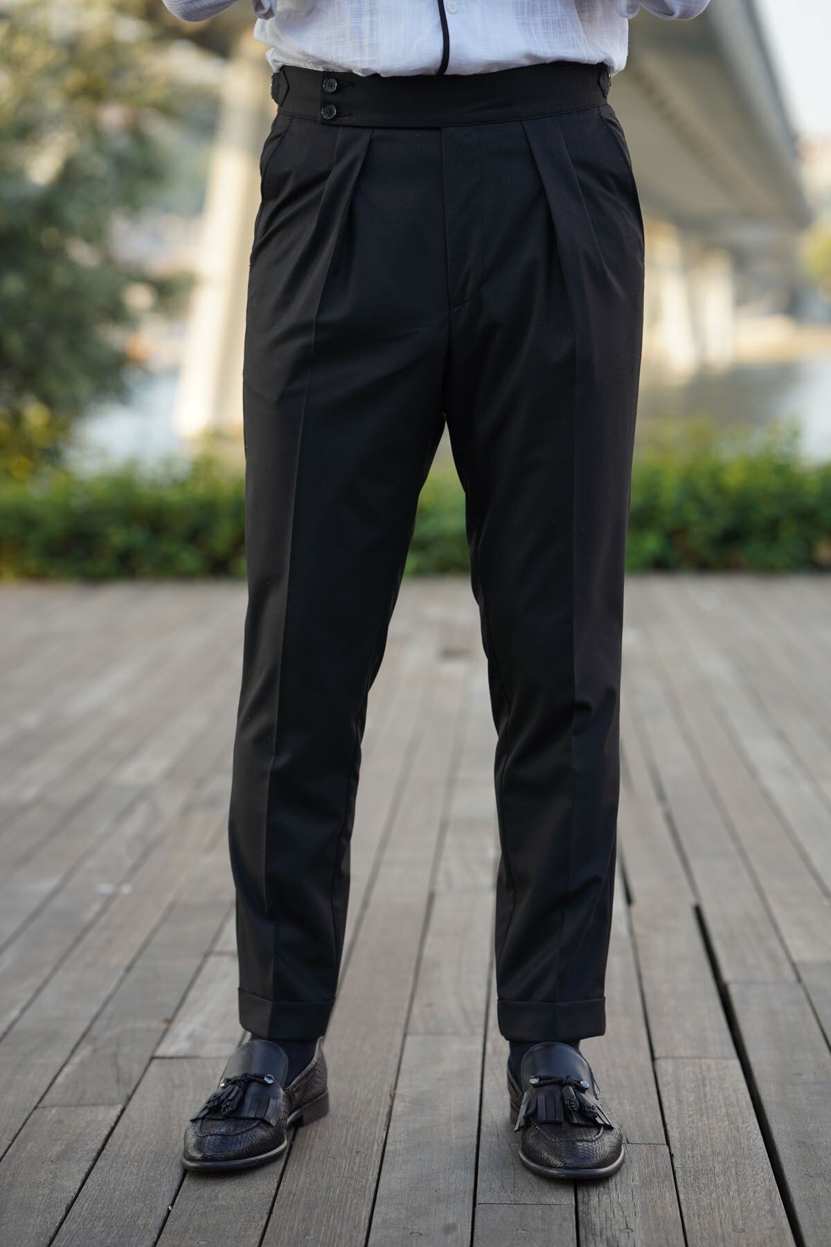 Fc Plus Siyah Körük Pile Pantolon Slim-fit