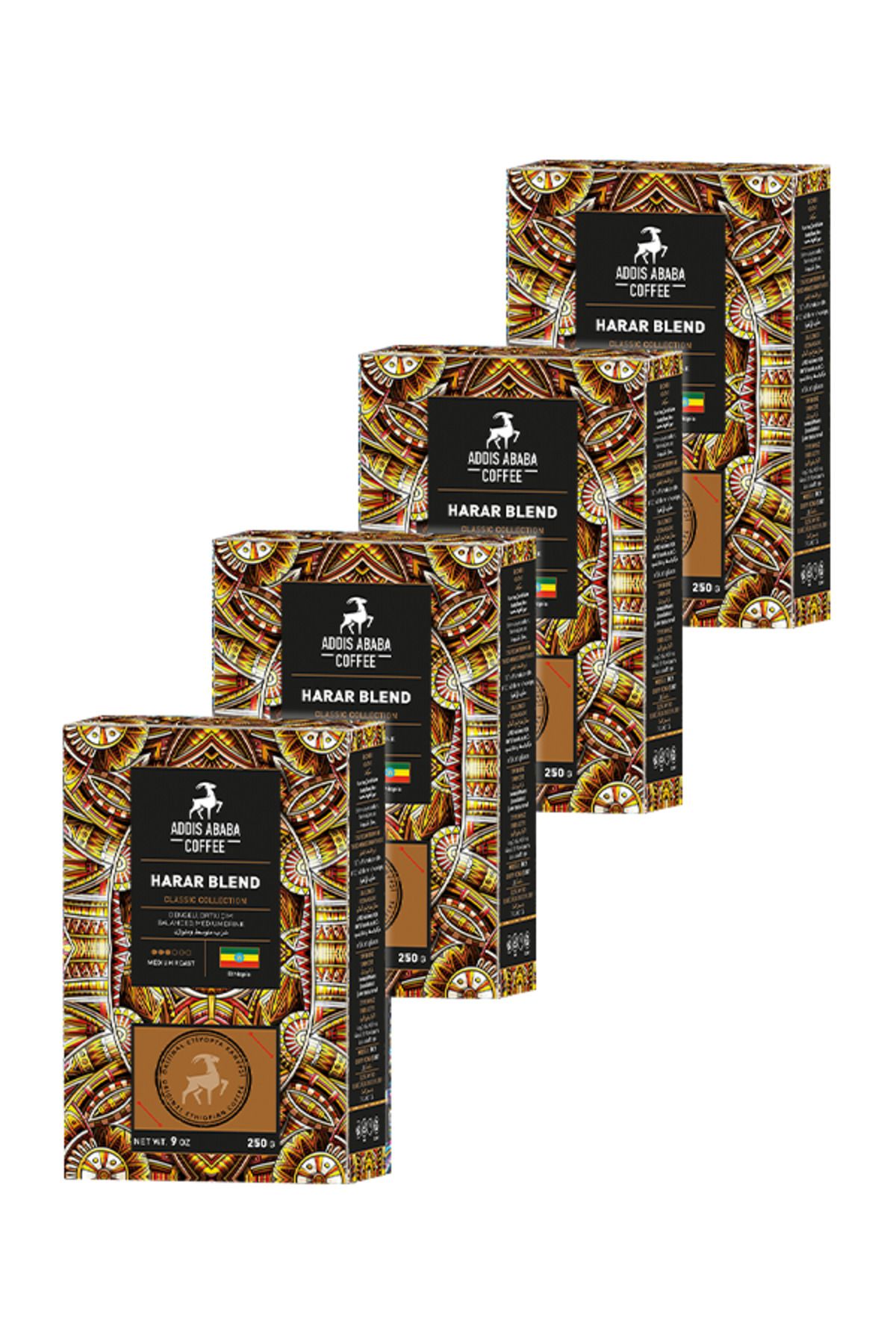 Addis Ababa Coffee Harar Blend Professional Barista Premium Gold Collection (4 X 250 Gr.) 1000 Gr. Filtre Kahve