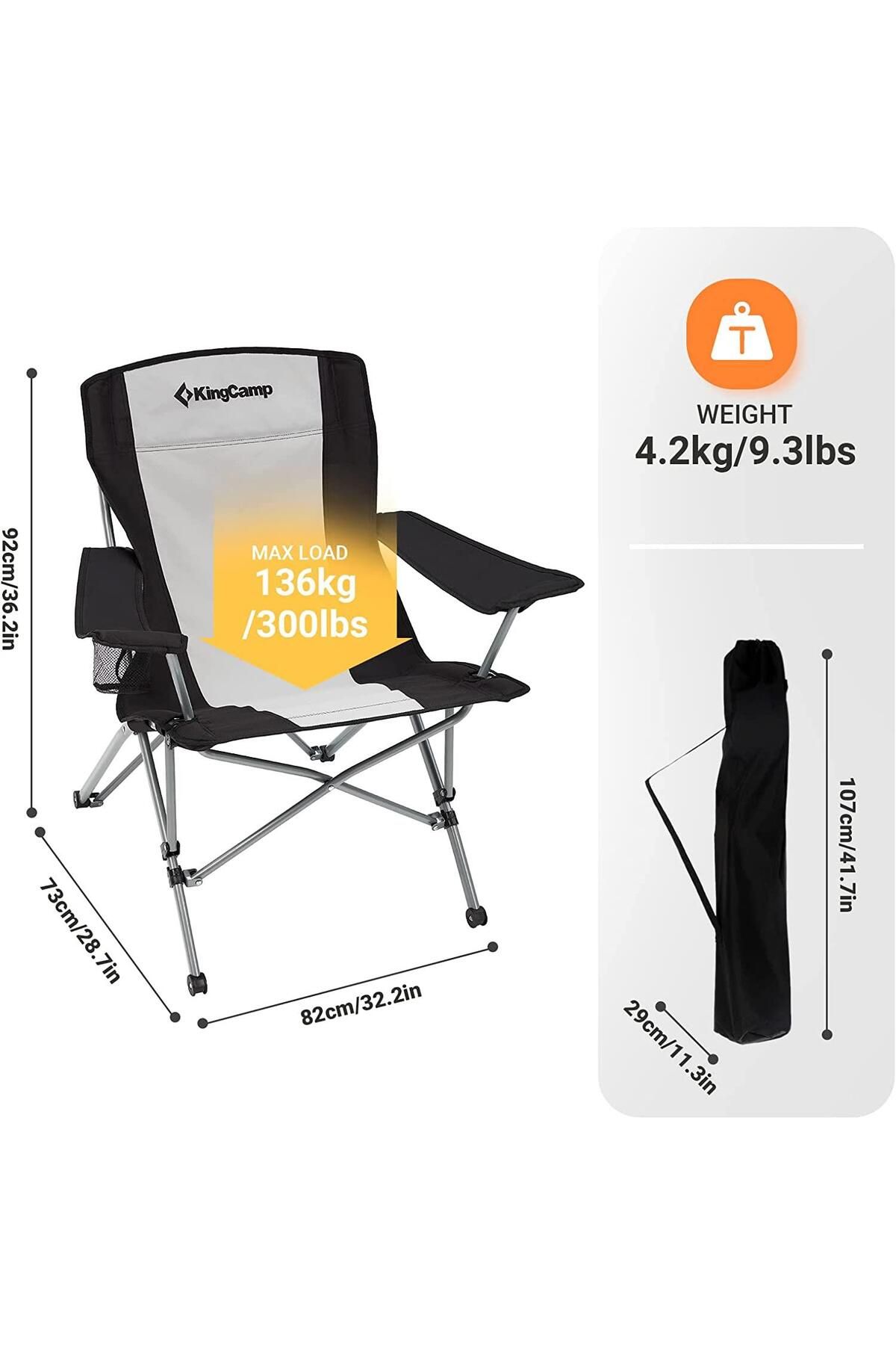 KINGCAMP Comfort Arm Sıyah/grı Sandalye