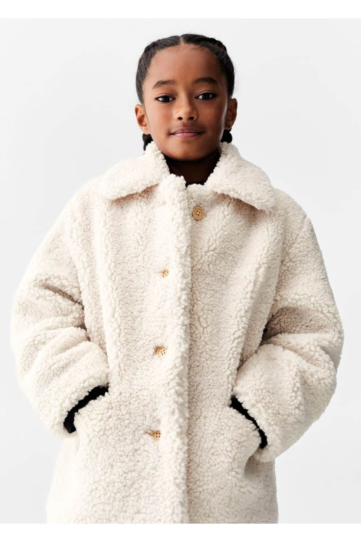 MANGO Kids Kürk görünümlü palto